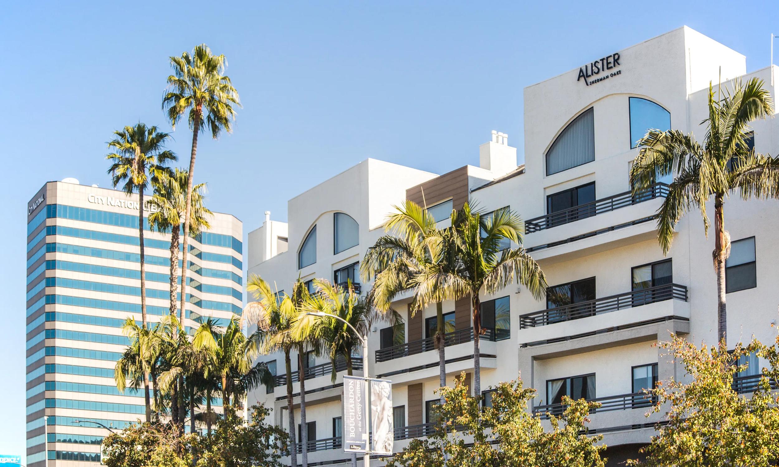 exterior with palm trees alister sherman oaks ca apartments