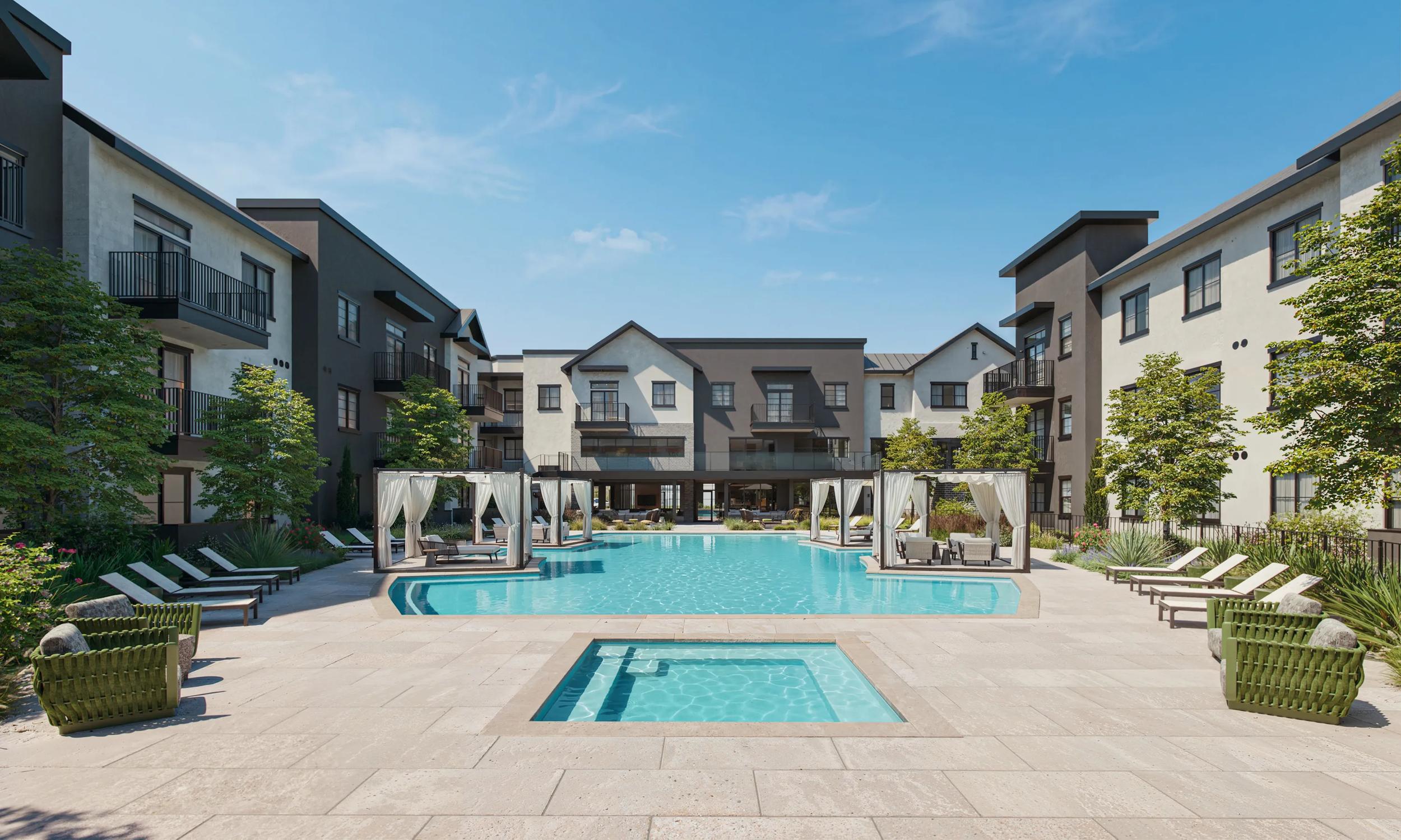 rendering of resort inspired pool  modera chandler apartments in az