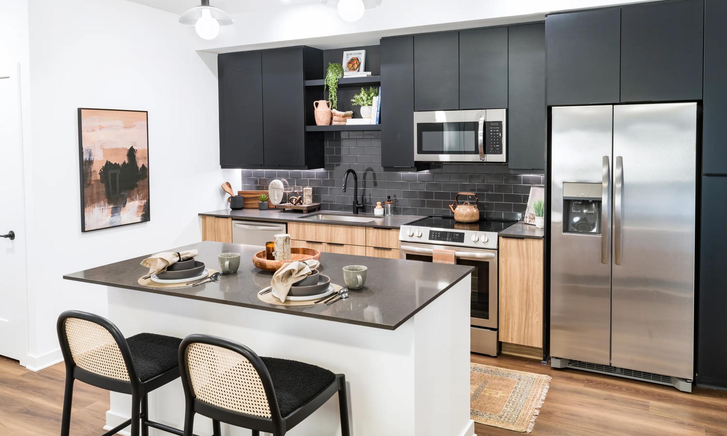 kitchen with stainless steel appliances modera nations apartments in nashville tn for rent