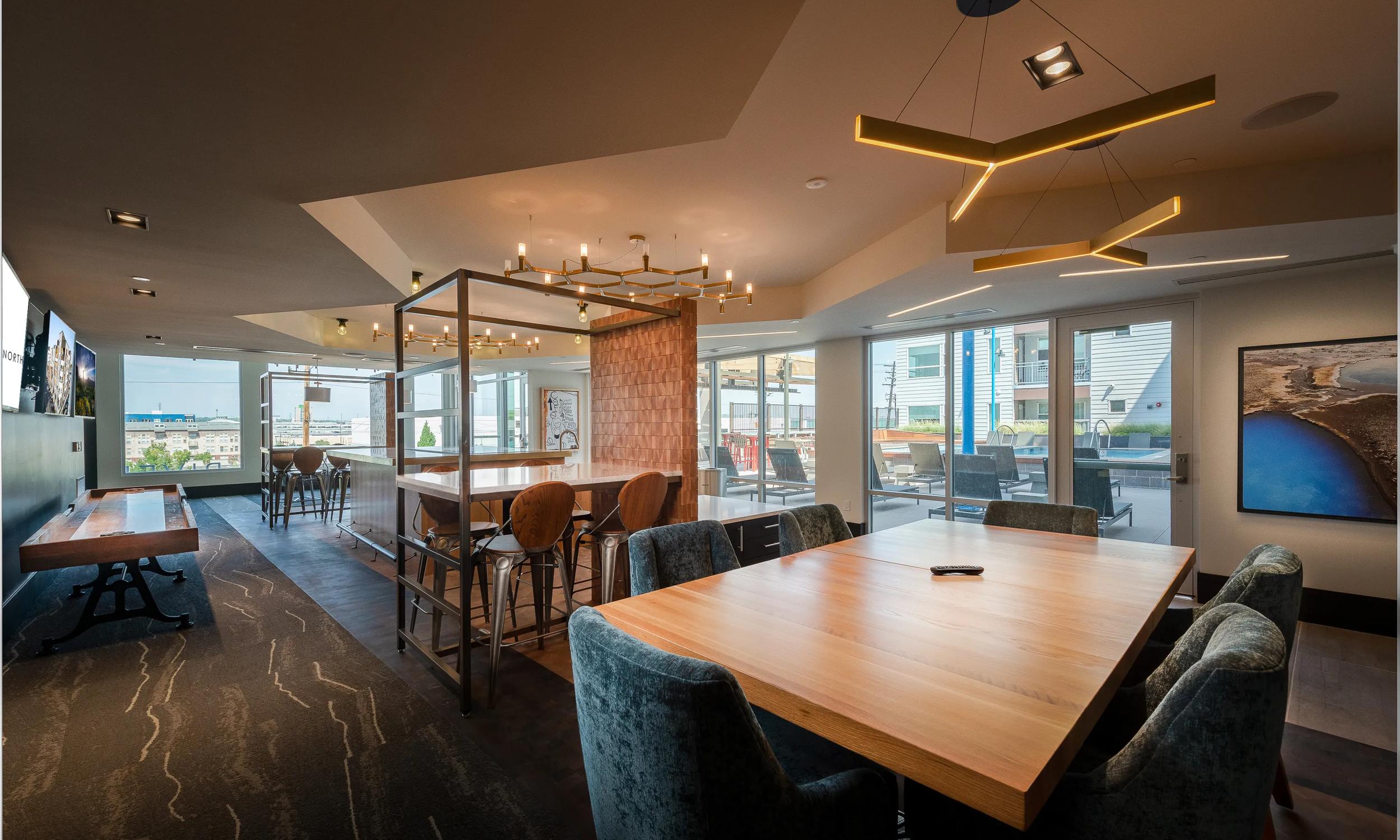community clubroom modera river north apartments in denver co
