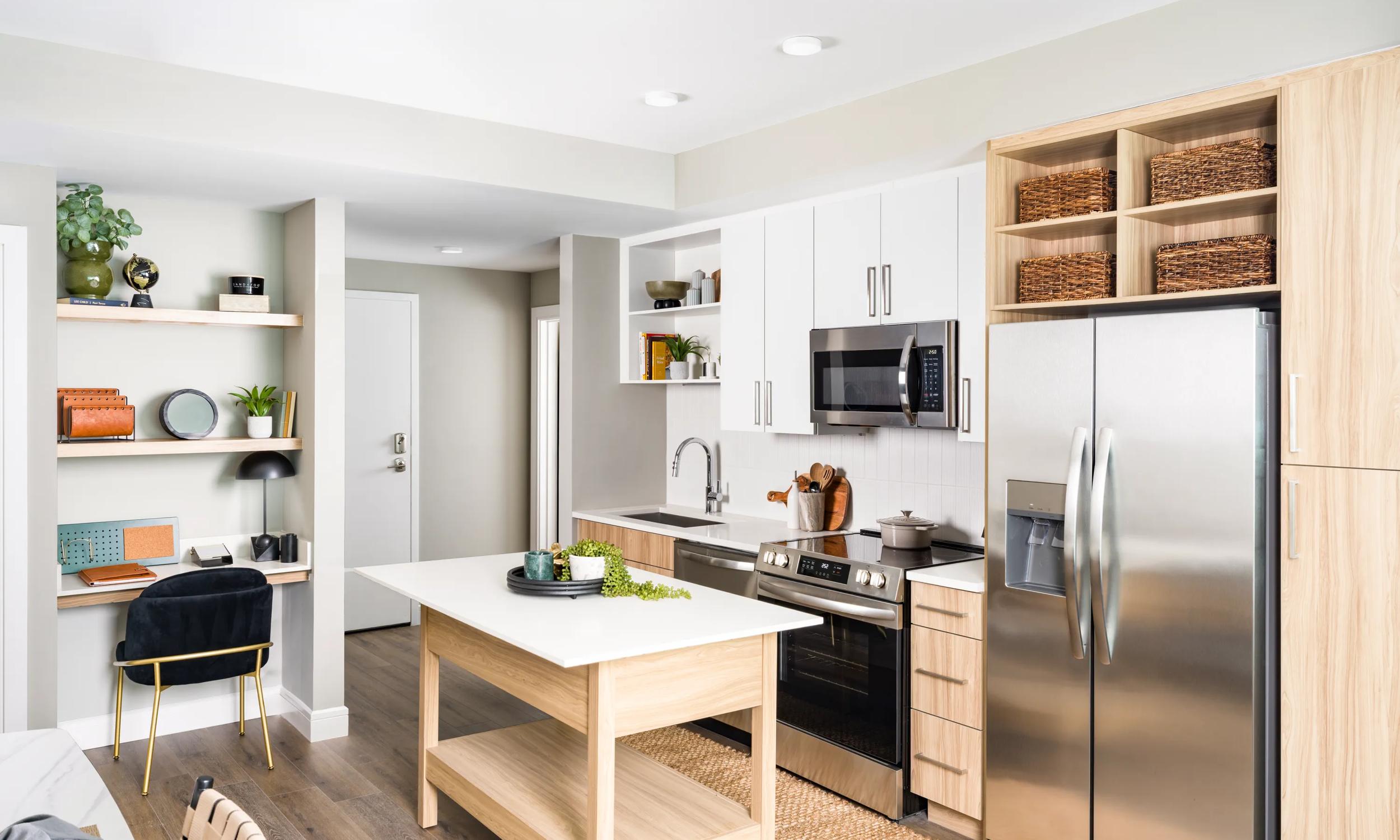 modera mcgavock interior home apartment kitchen with island apartments in Nashville tn