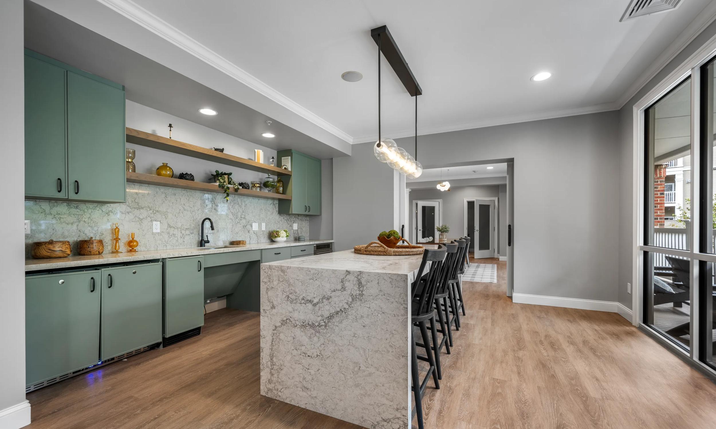 the avens at dedham apartments near boston community kitchen and clubroom