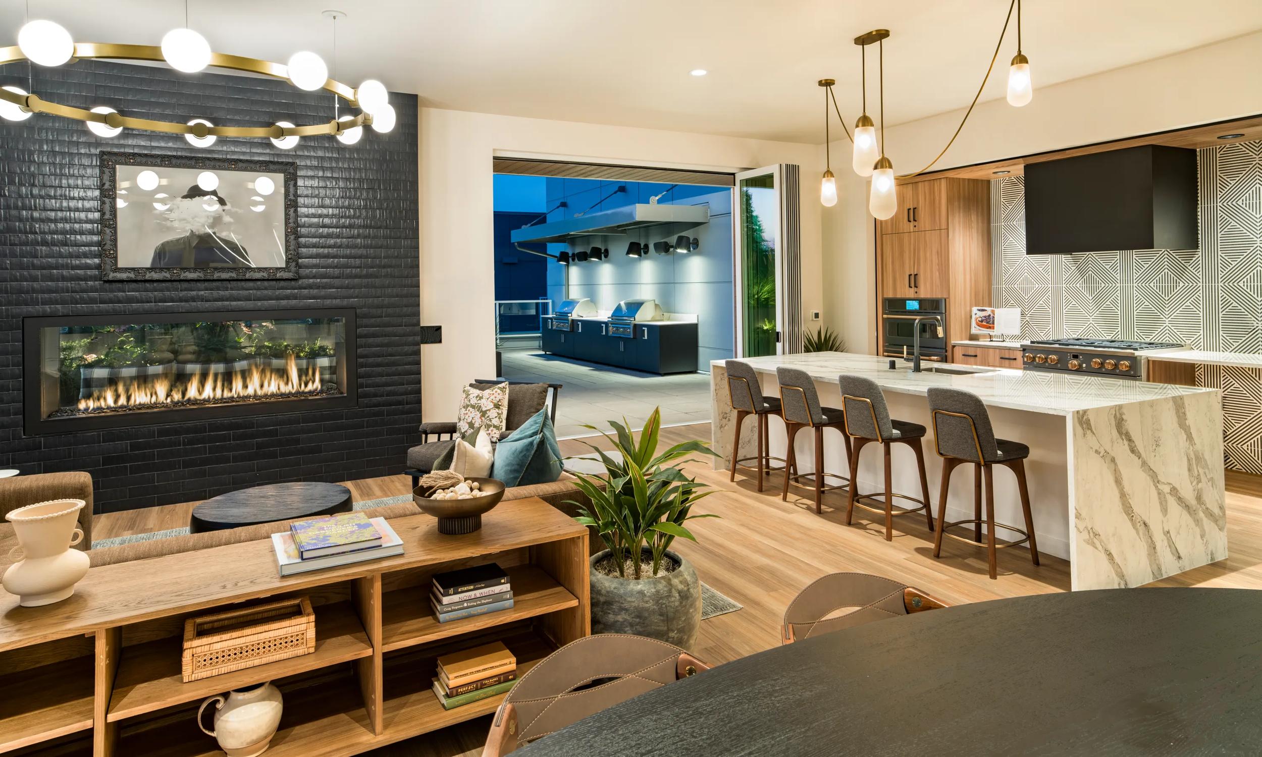 modera shoreline apartments in shoreline wa near seattle community clubroom and kitchen area