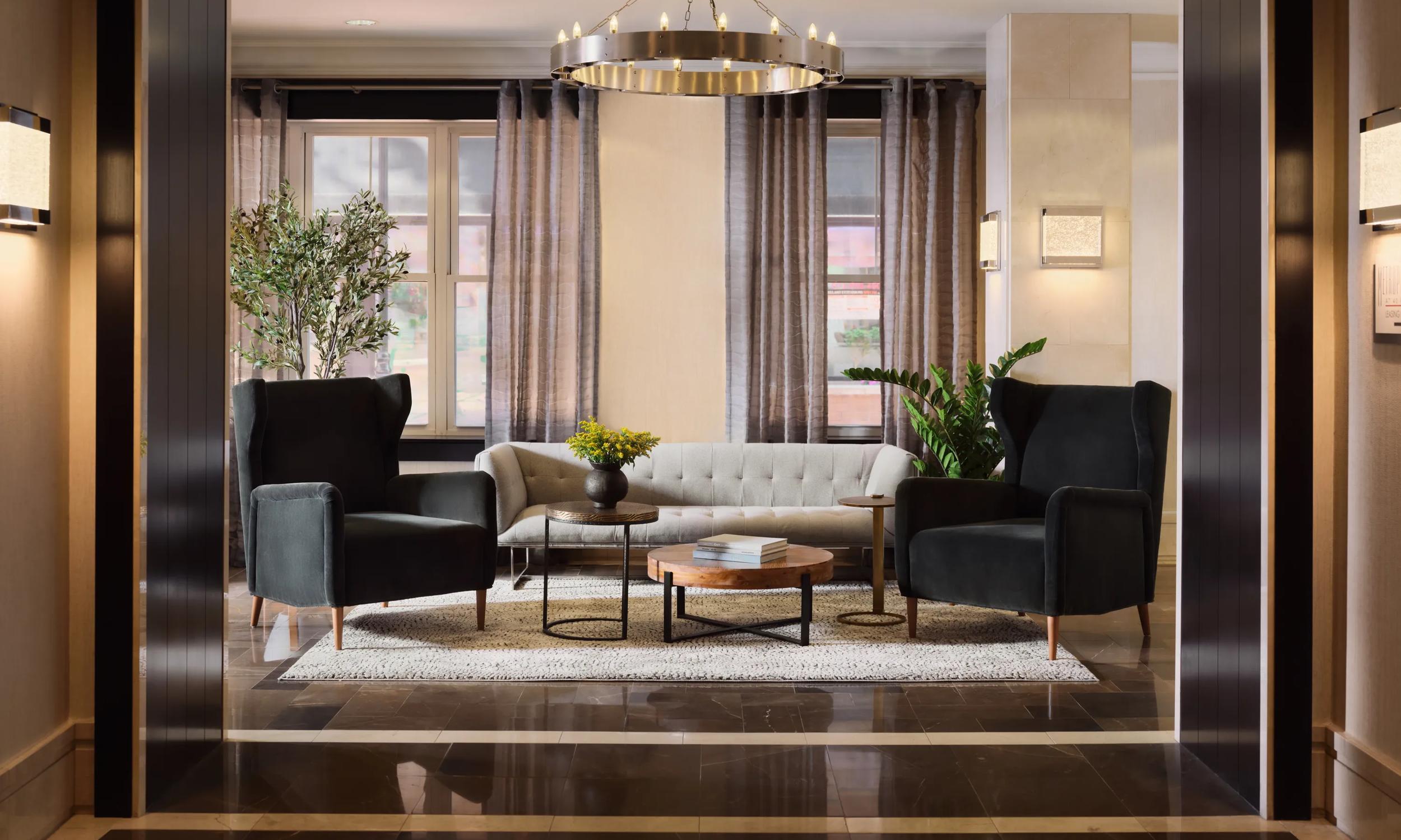 leasing and community lobby and lounge with modern finishes the metropolitan at 40 park morristown nj apartments for rent