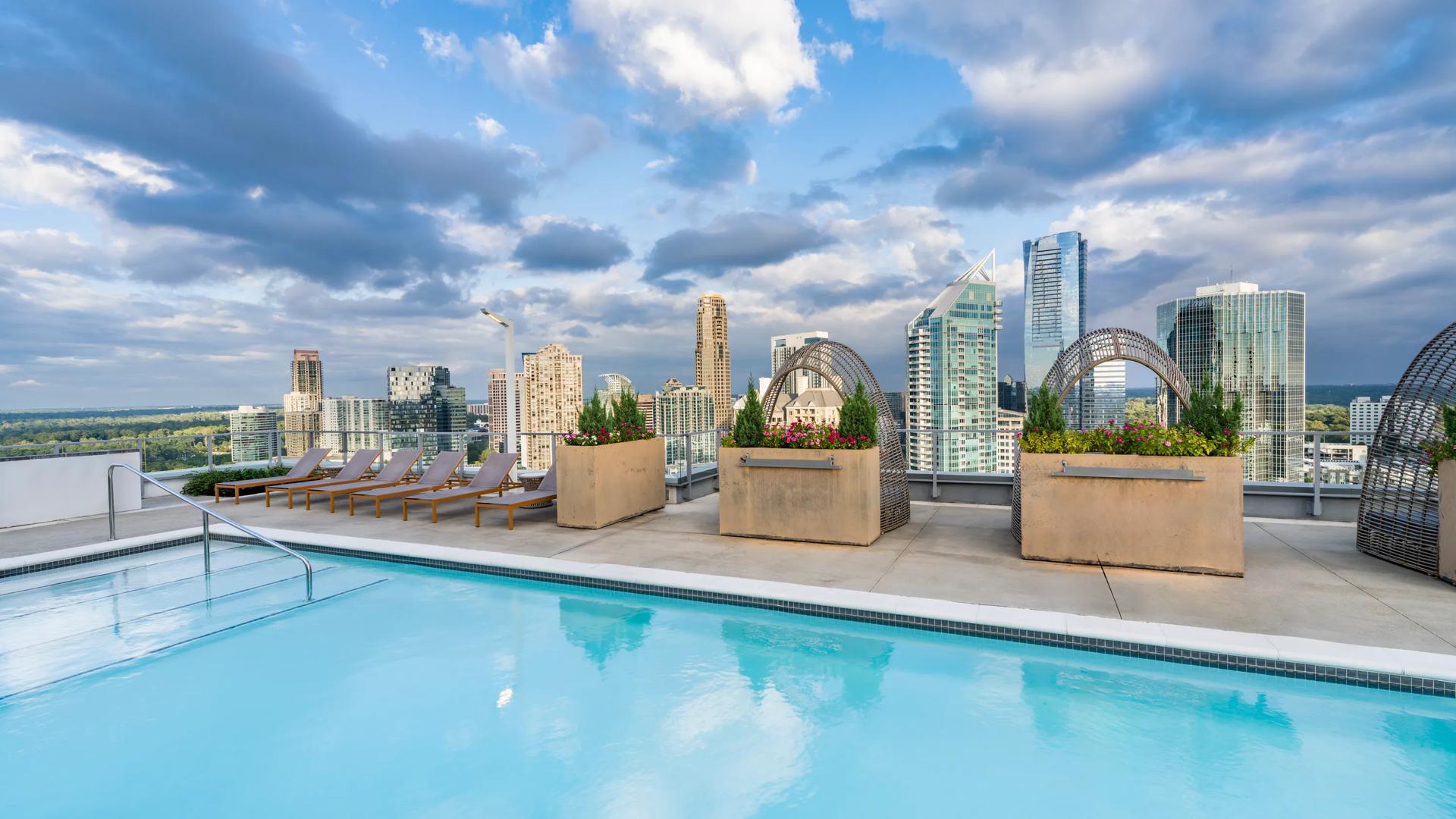 modera old ivy rooftop pool with views of downtown atlanta