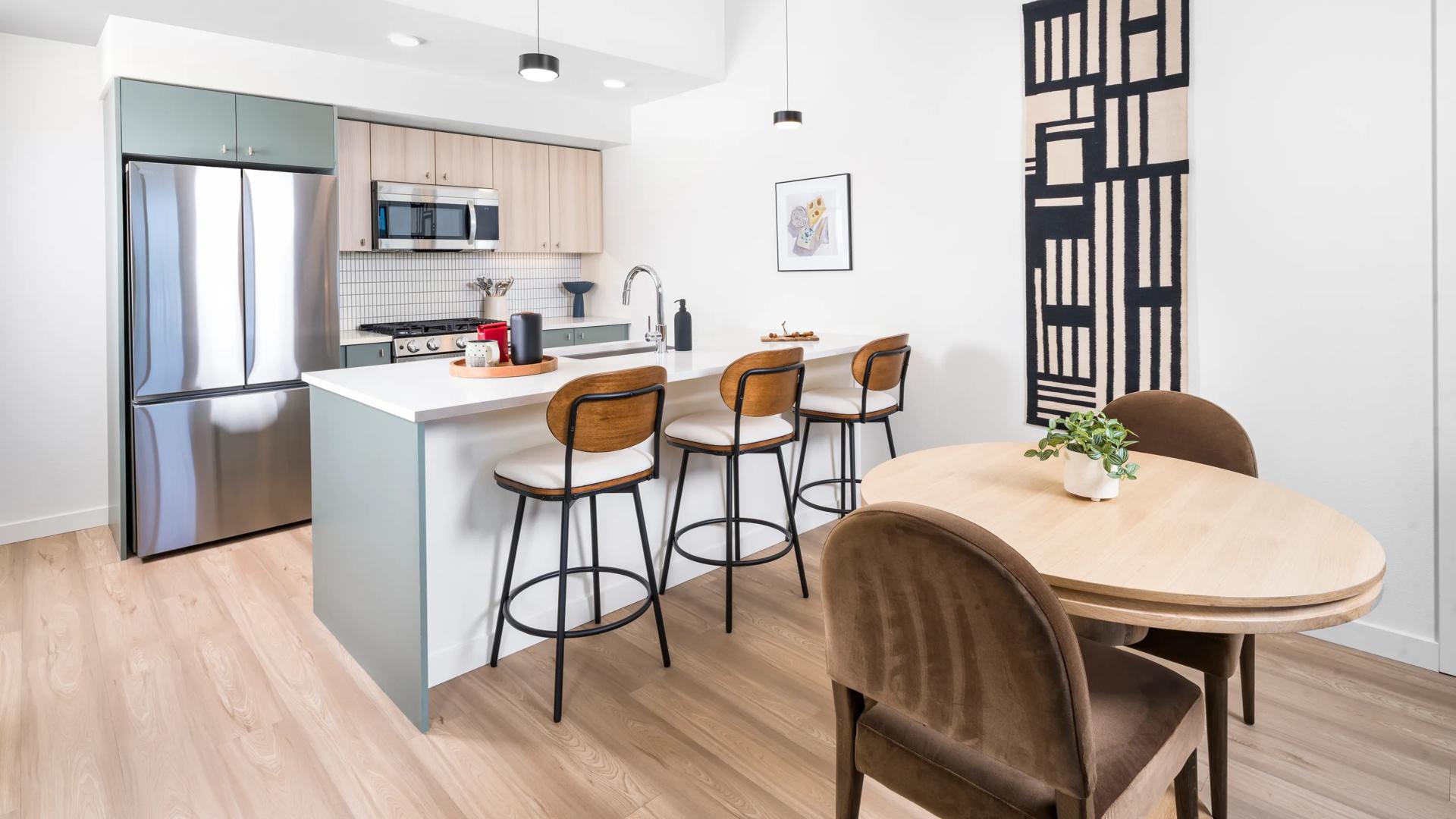 modera beaverton kitchen with island seating apartment homes for rent in or