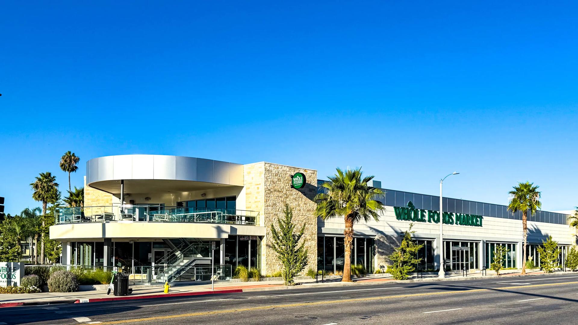 Exterior of Whole Foods Market near Alister Sherman Oaks apartment community in Sherman Oaks, California