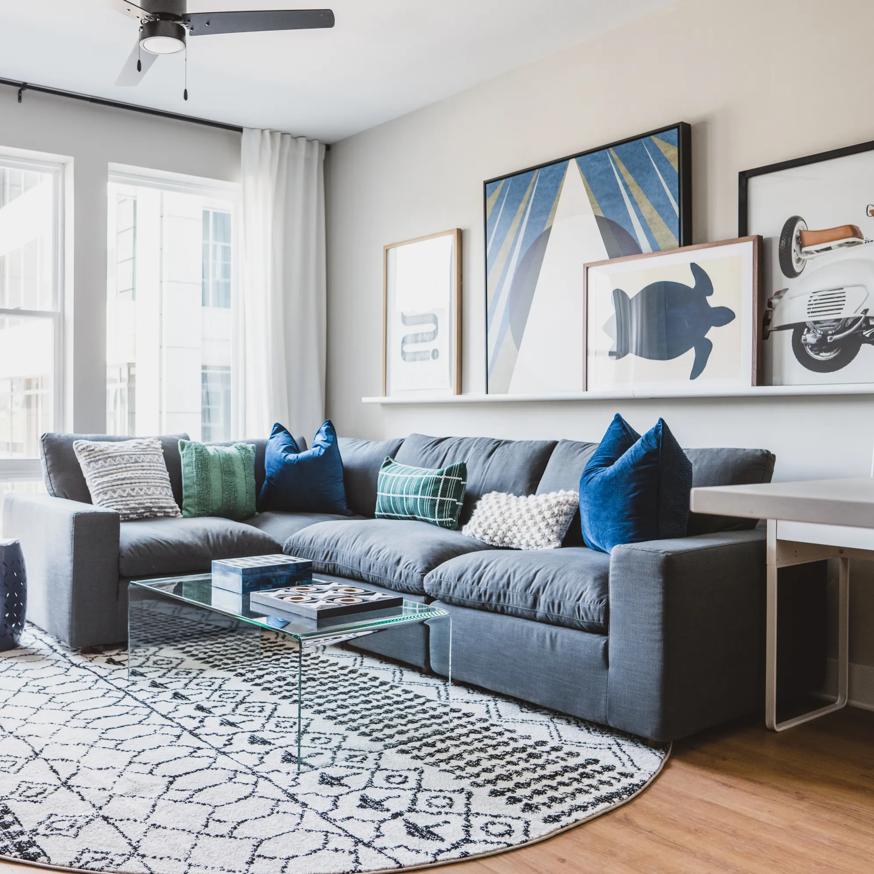 furniture in open floor plan living room apartment home modera old ivy atlanta ga