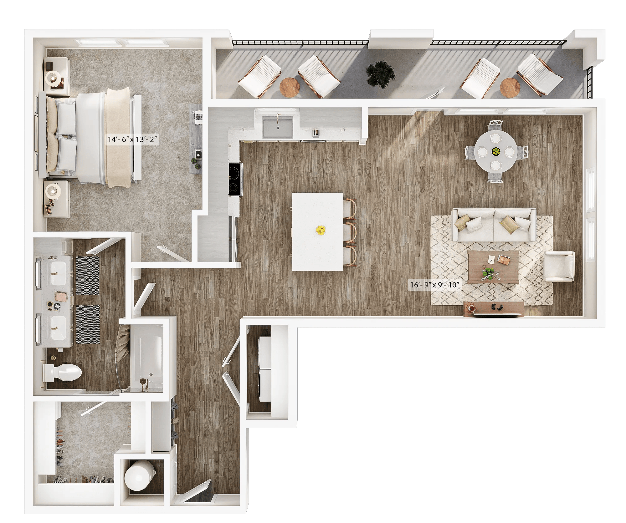 978 square foot one bedroom one bath apartment floor plan image