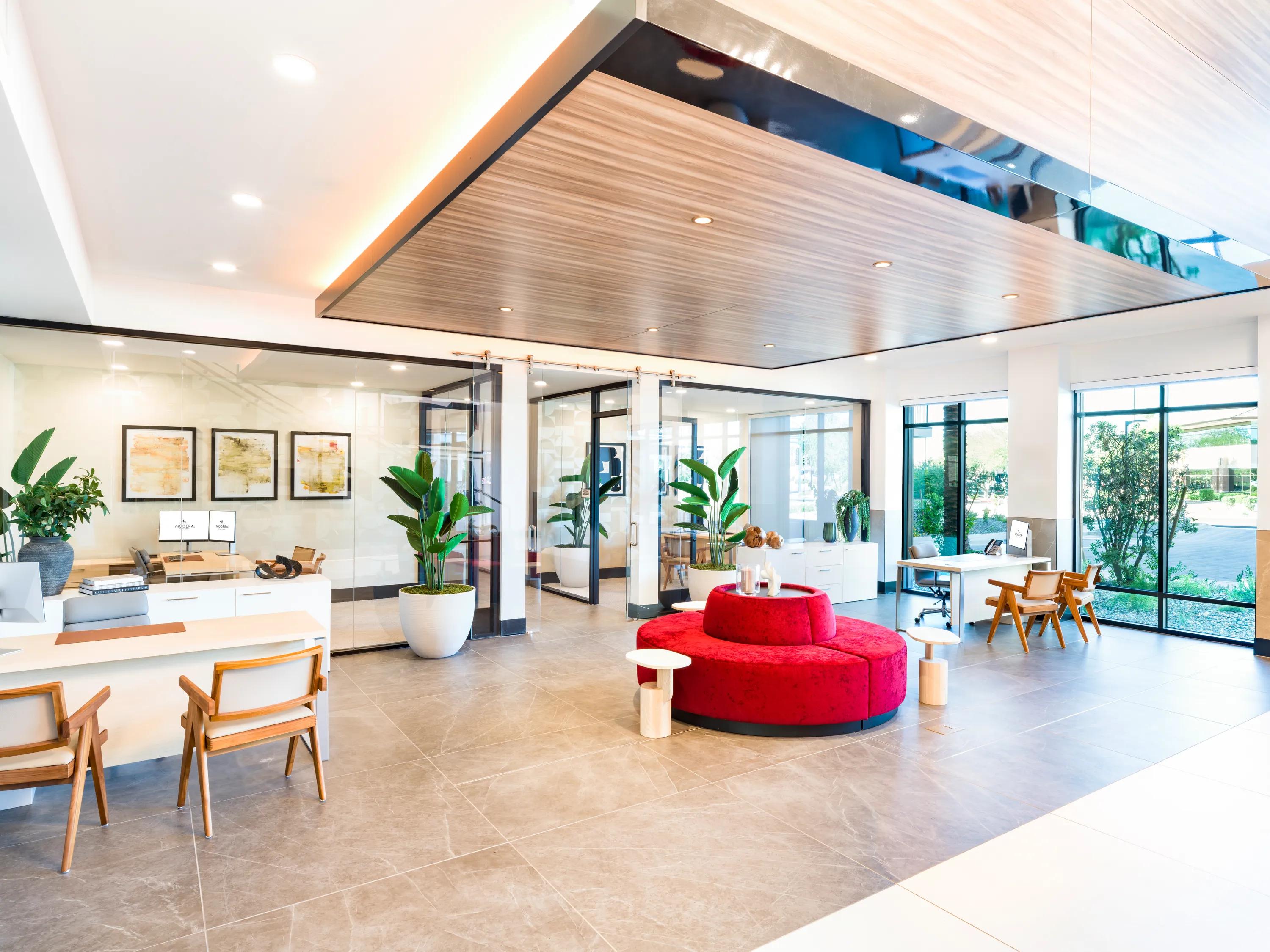 lounge area and leasing office in lobby modera kierland apartment homes for rent in scottsdale az