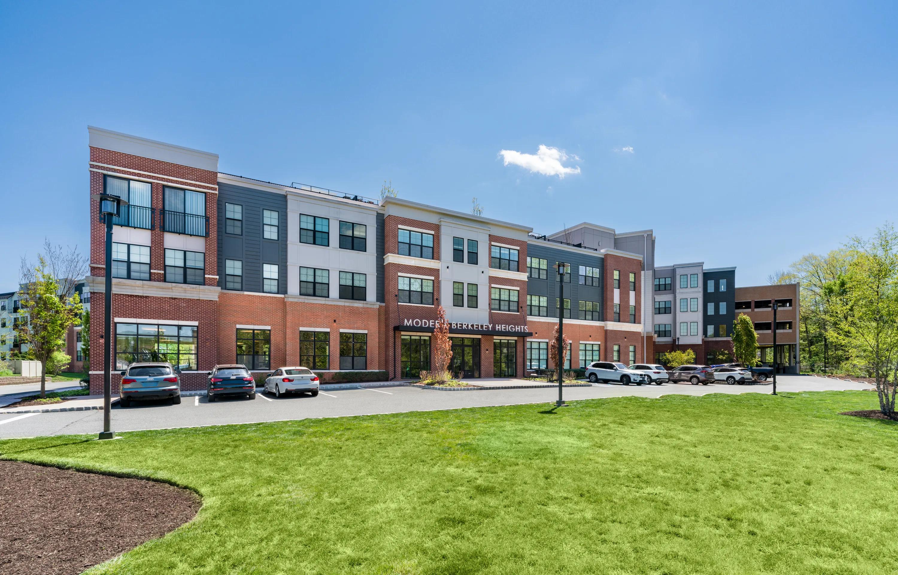 exterior building shot at modera berkeley heights apartments in new jersey
