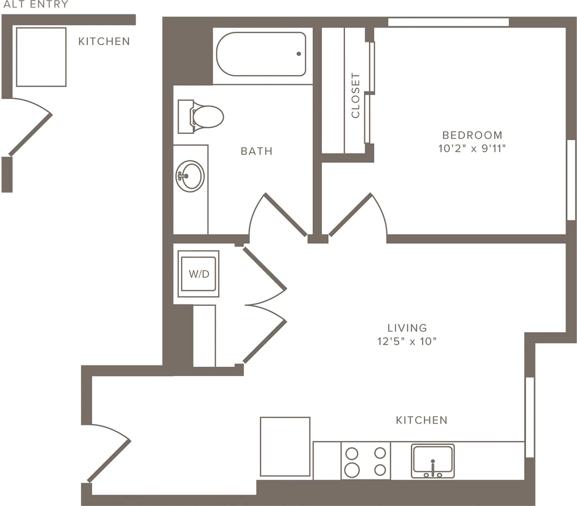 514 square foot one bedroom one bath floor plan image