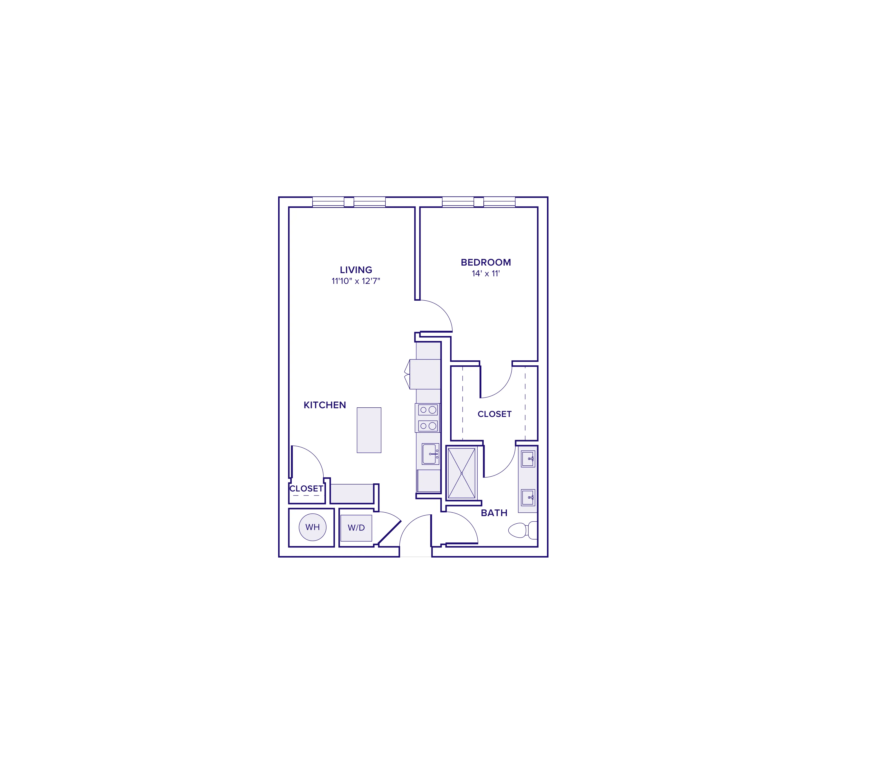 752 square foot one bed one bath floor plan in Atlanta, GA