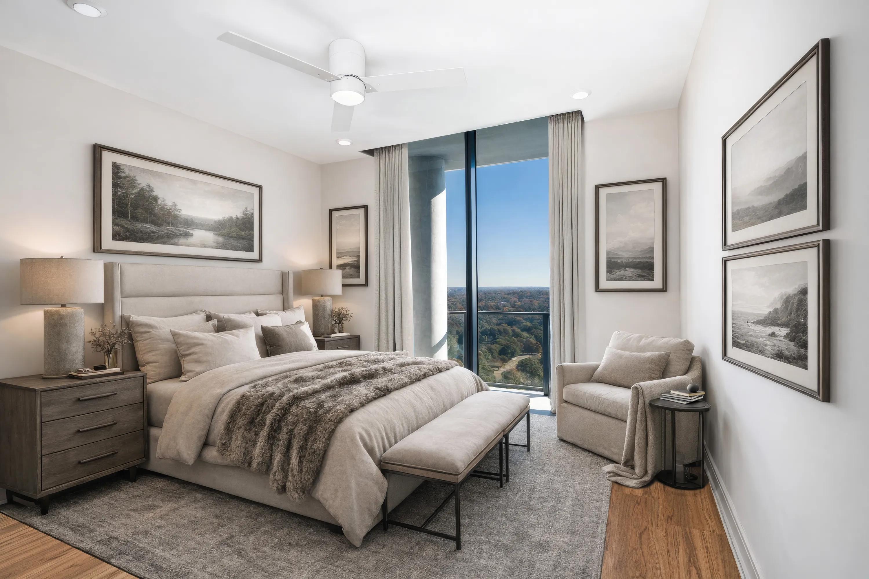 penthouse bedroom with large windowsmodera parkside apartment homes for rent in atlanta ga