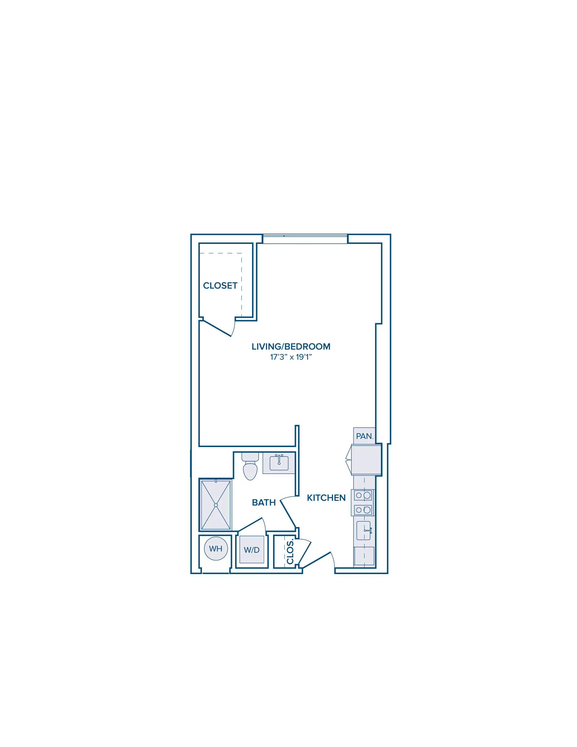 669 square foot studio one bath apartment floor plan image