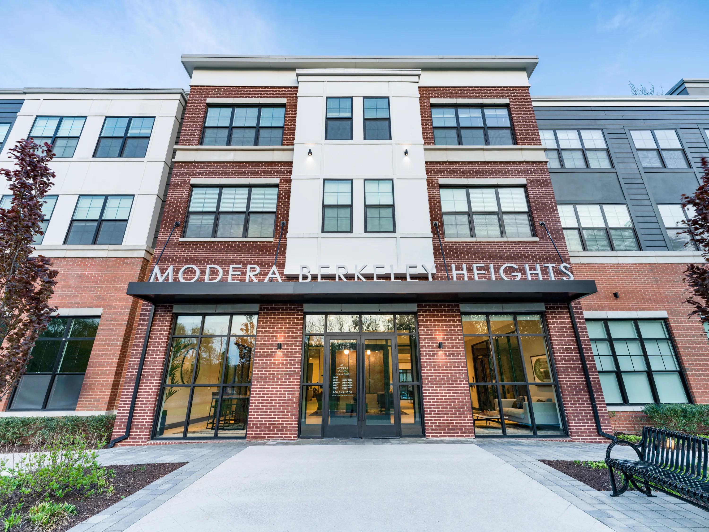 exterior building shot at modera berkeley heights apartments in new jersey