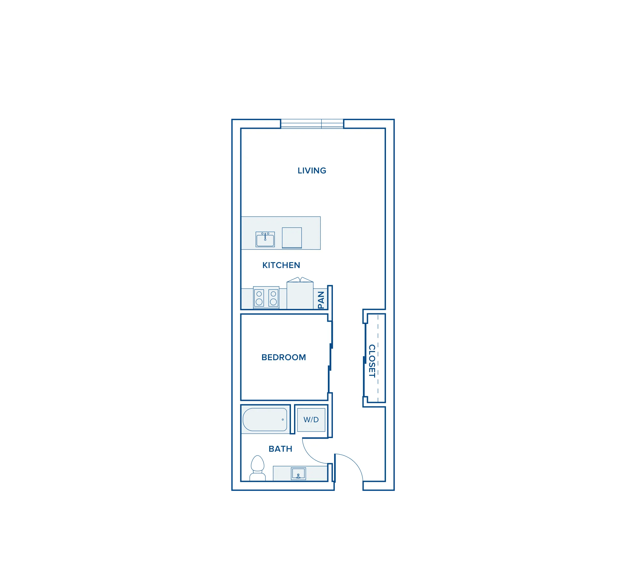 668 square foot one bed one bath apartment floor plan in Shoreline, WA