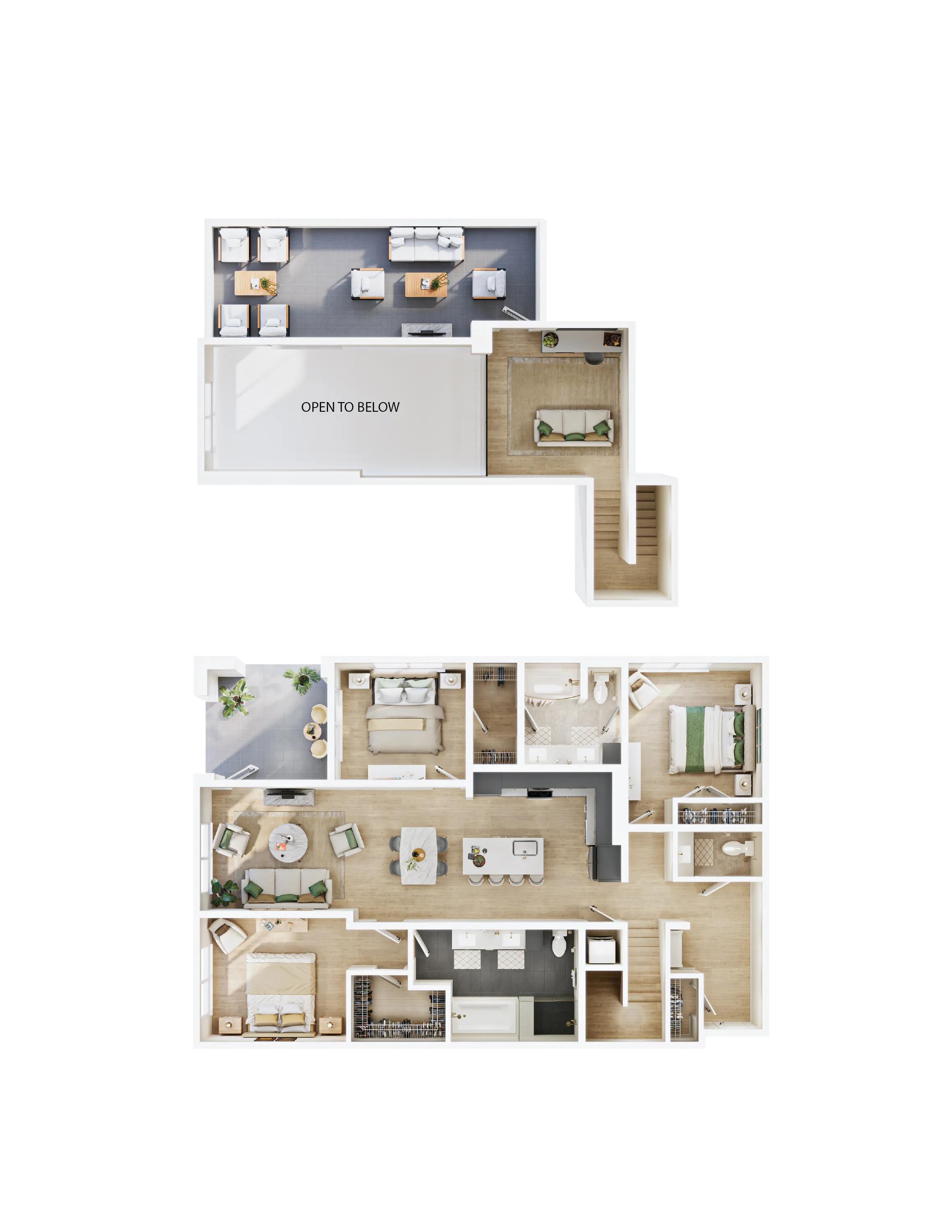 1797 square foot three bedroom two and a half bath with loft floor plan image
