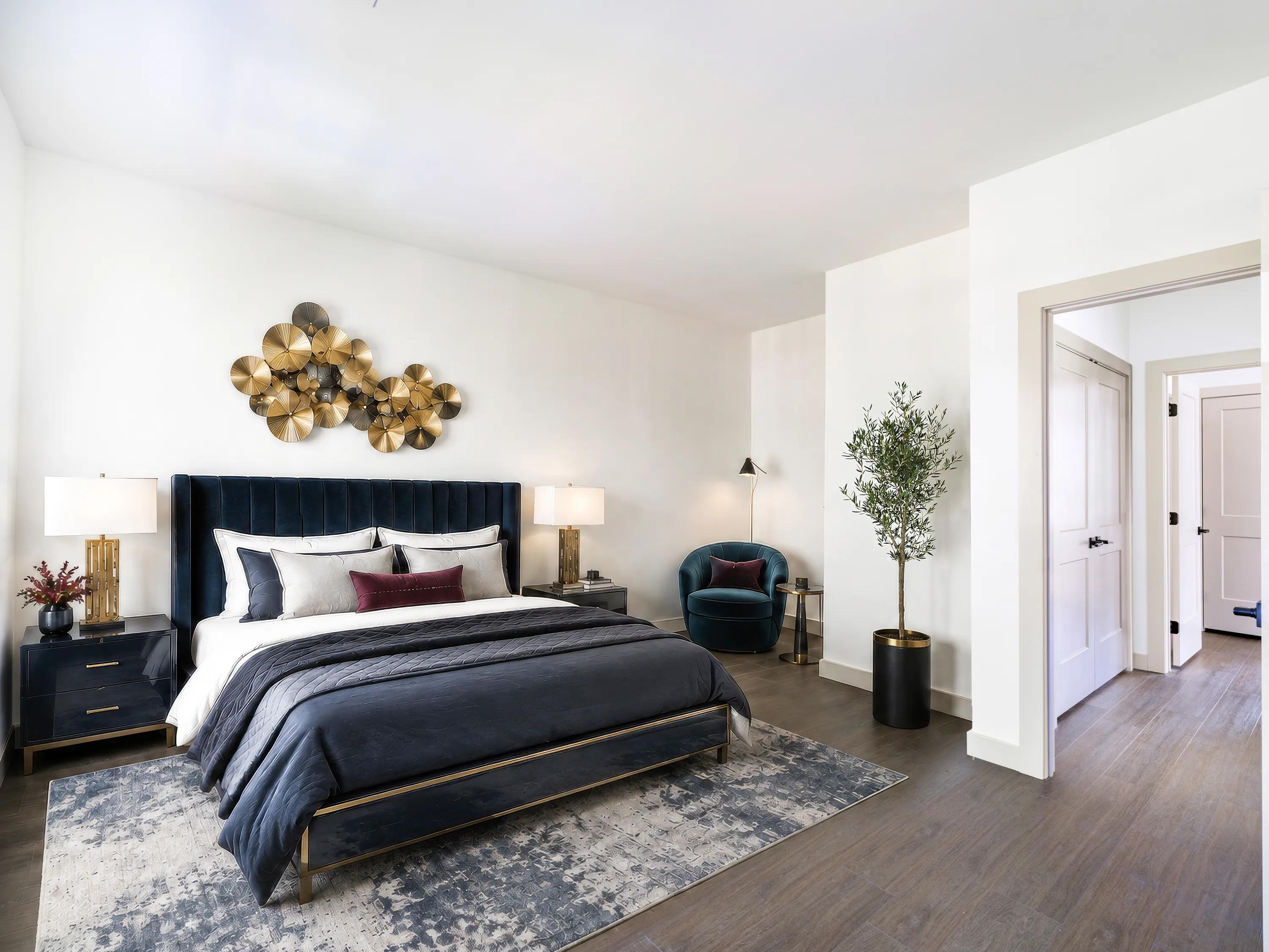 Spacious primary bedroom with warm flooring modera weston apartments and townhomes for rent  for rent in weston ma near boston