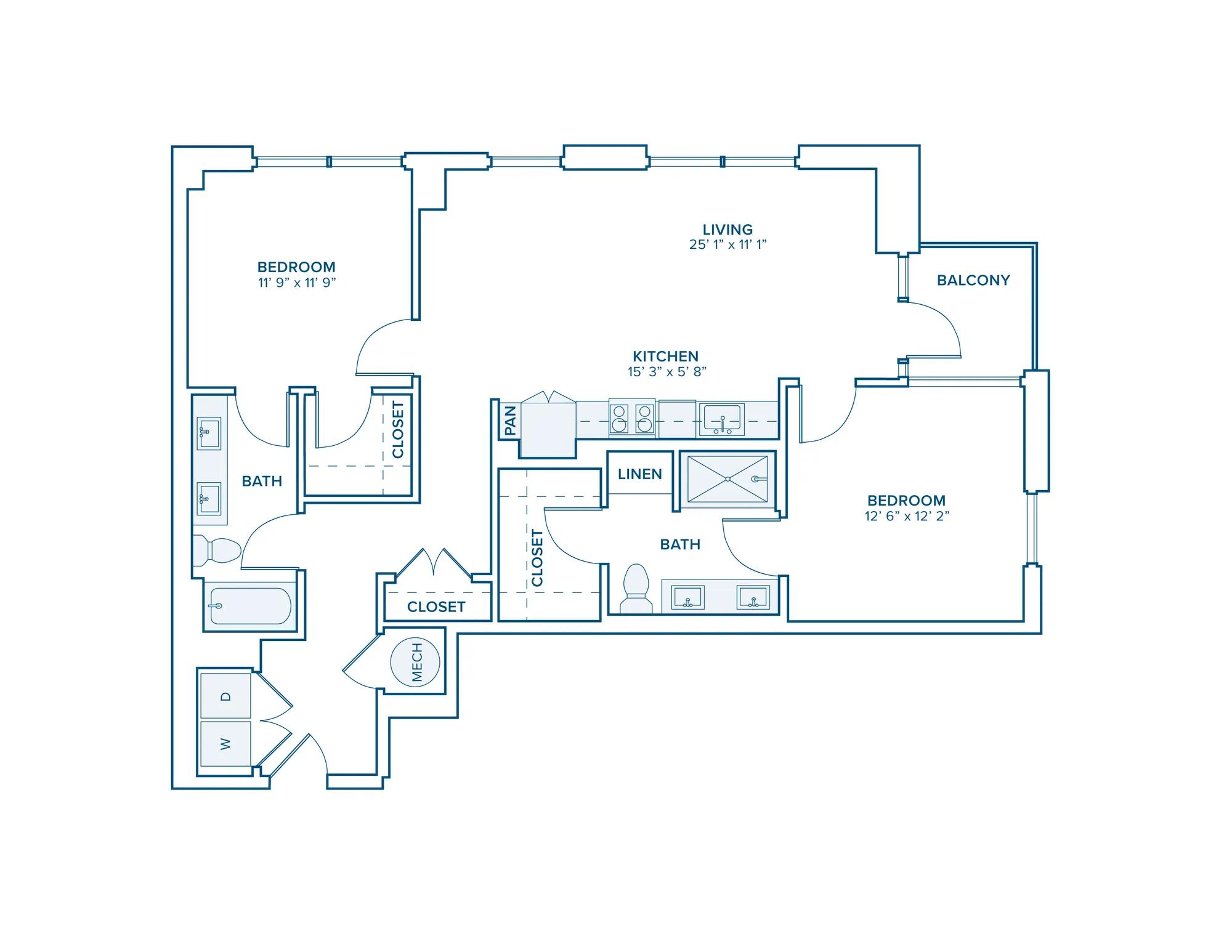 B03: Spacious 2 Bed 2 Bath in Nashville | 1136 sq ft