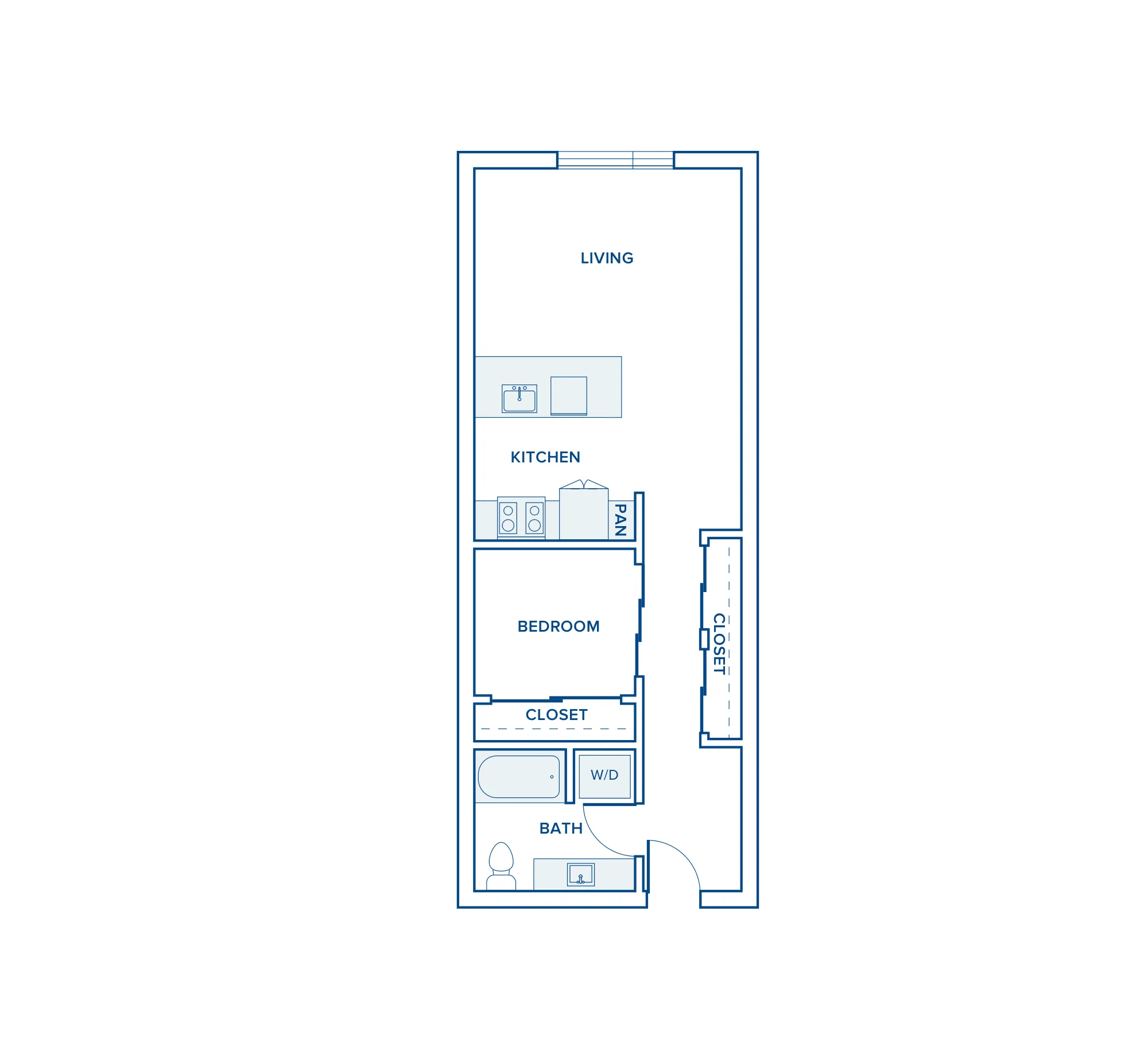 716 square foot one bed one bath floor plan in Shoreline, WA