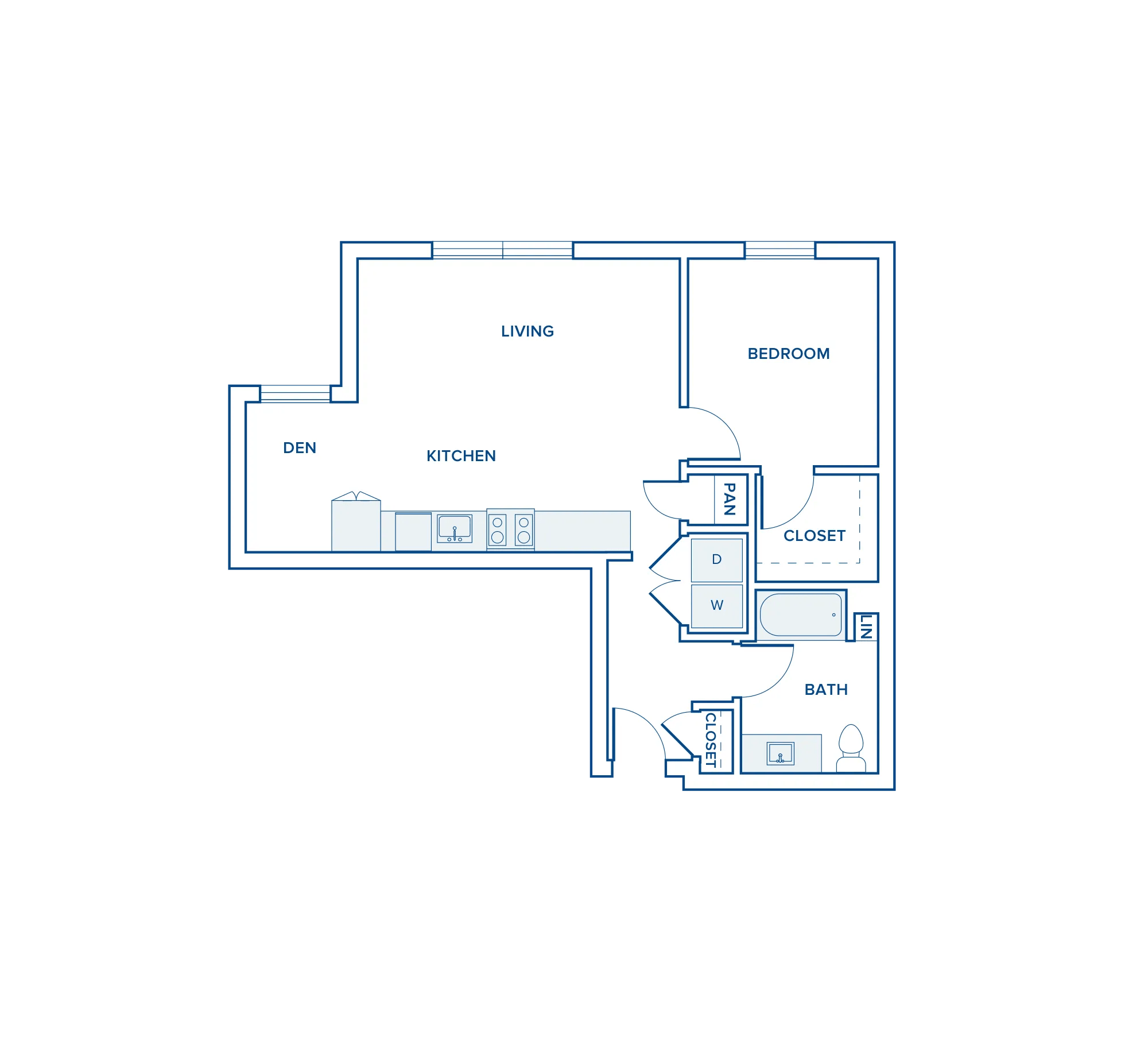880 square foot one bed one bath floor plan in Shoreline, WA
