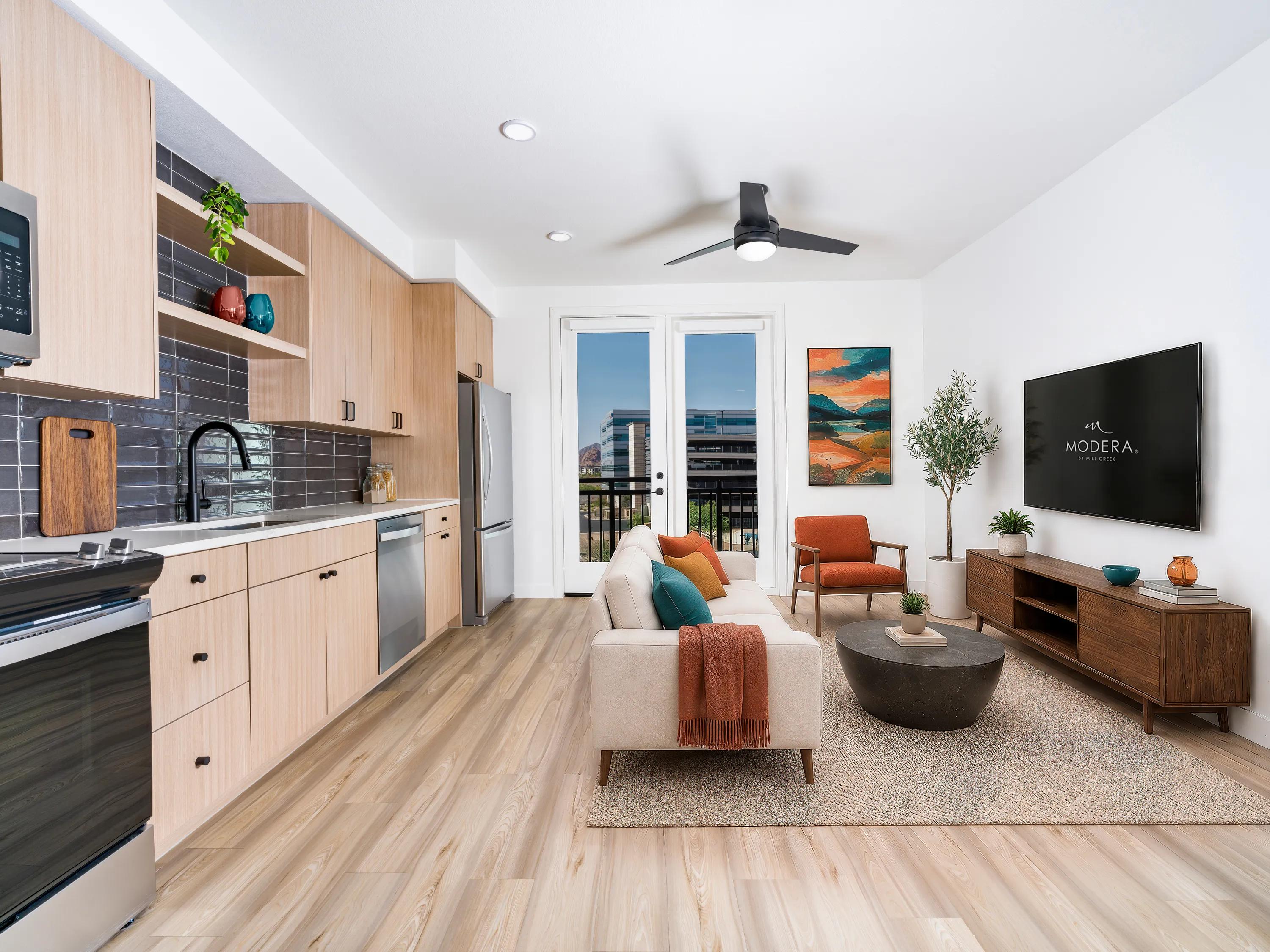 Premium finish home with wood-style flooring modera rio salado apartment homes for rent in tempe az