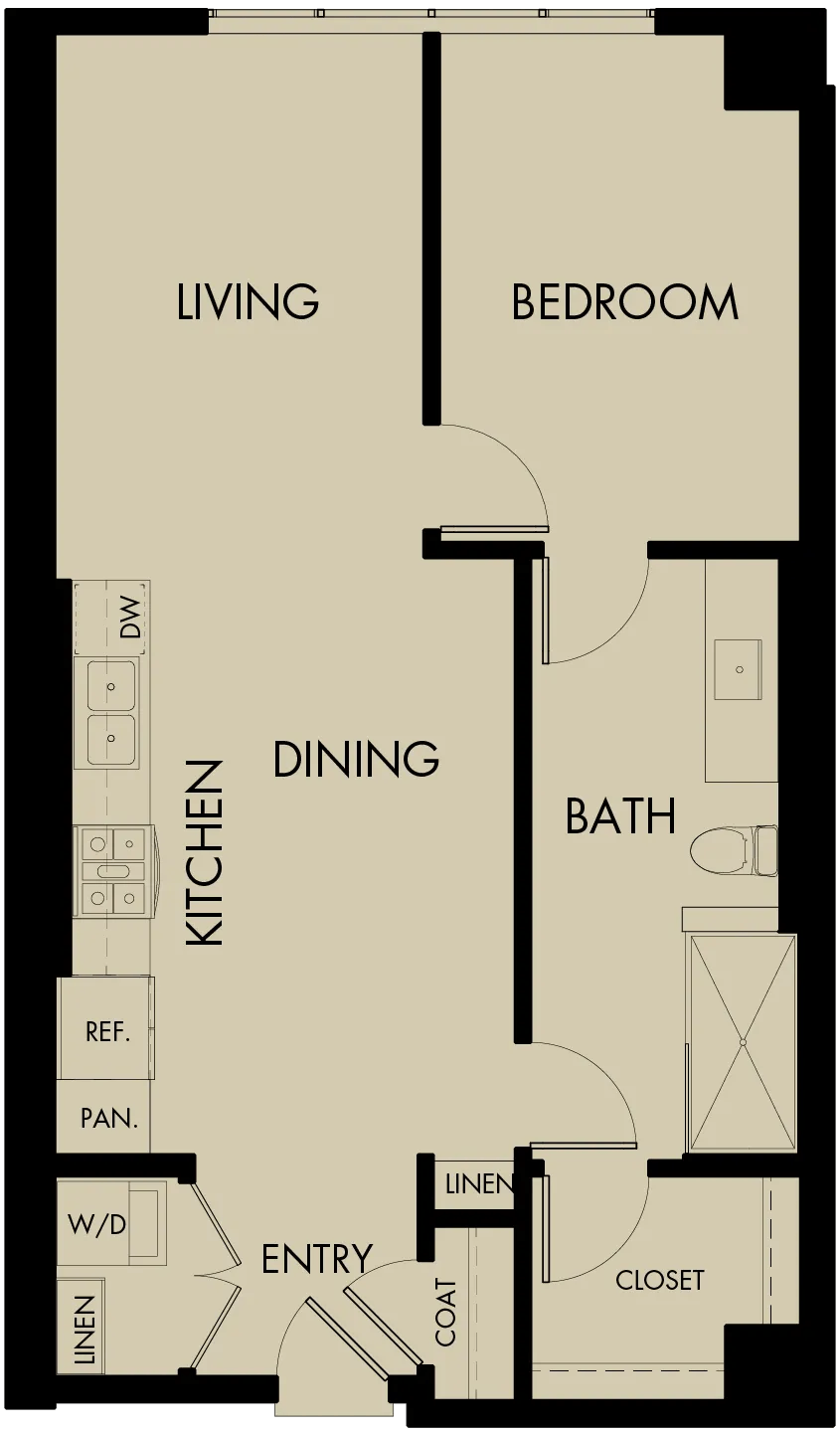 775 square foot one bed one bath floor plan image