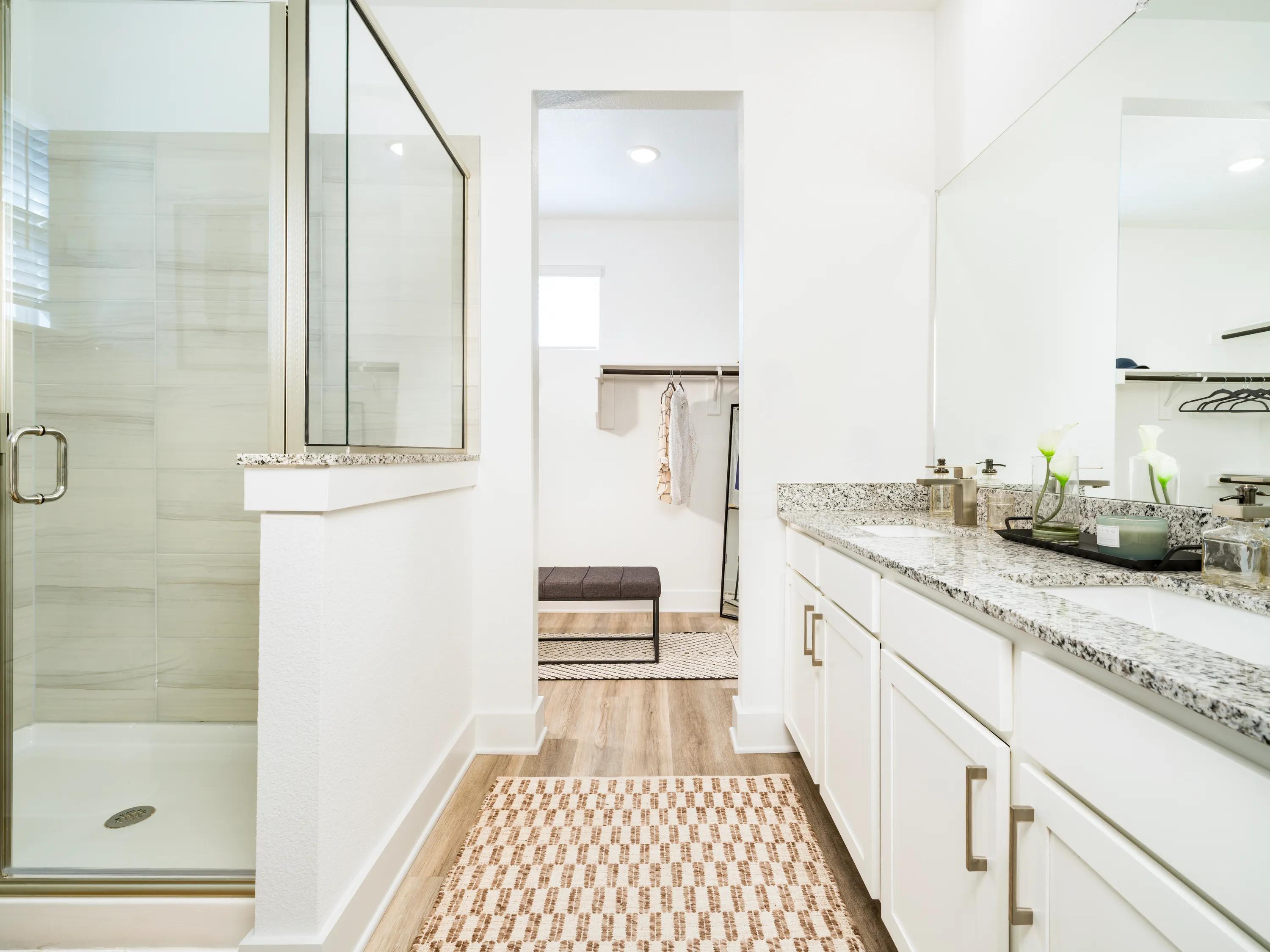 stunning bathroom with walk in closet amavi celina single family homes for rent in texas