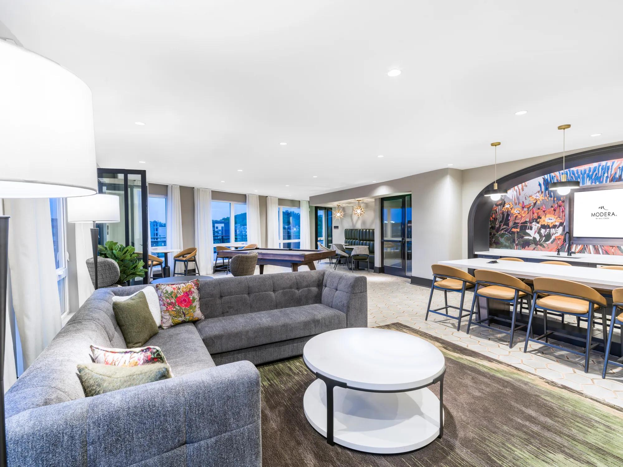 clubroom lounge with ample seating modera h street apartment homes for rent in washington dc