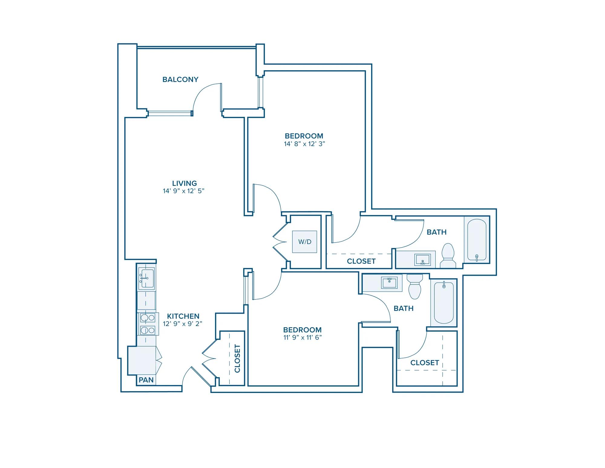 B01: 2 bed 2 bath in Nashville | 1013 sq ft