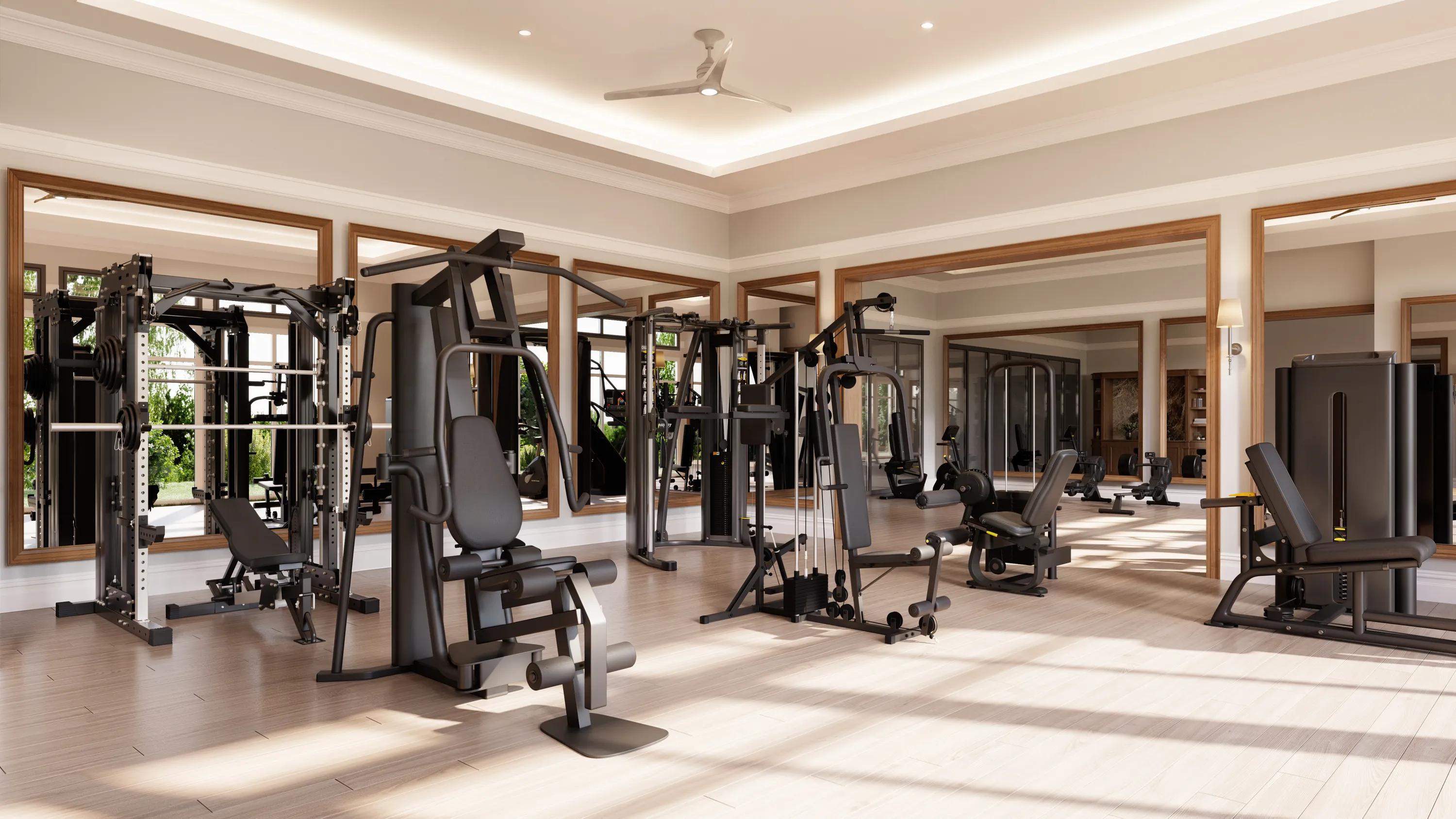Club-quality fitness studio with spin bikes and stretching studio modera walsh heights apartments in aledo tx