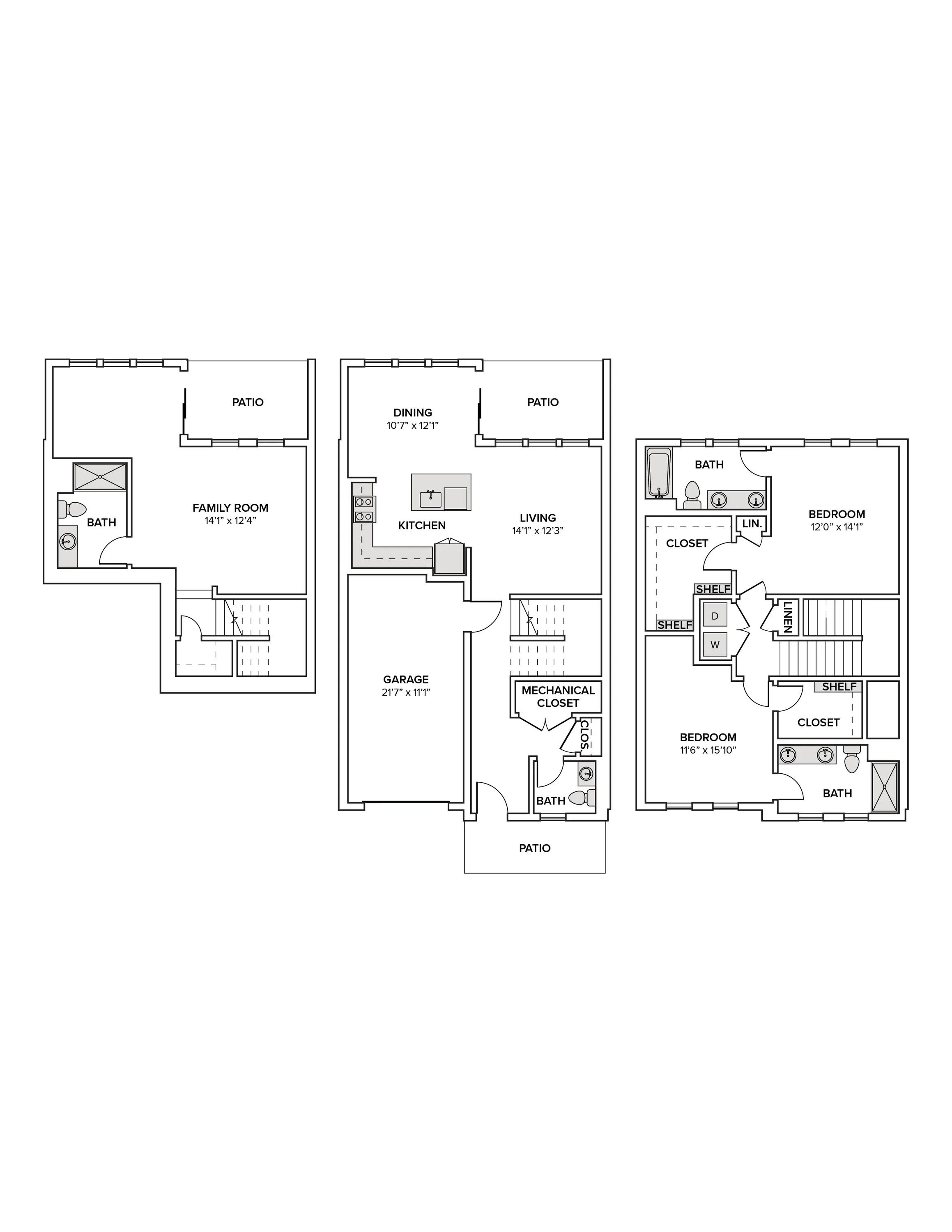 2023 square foot two bed four bath townhome floor plan image