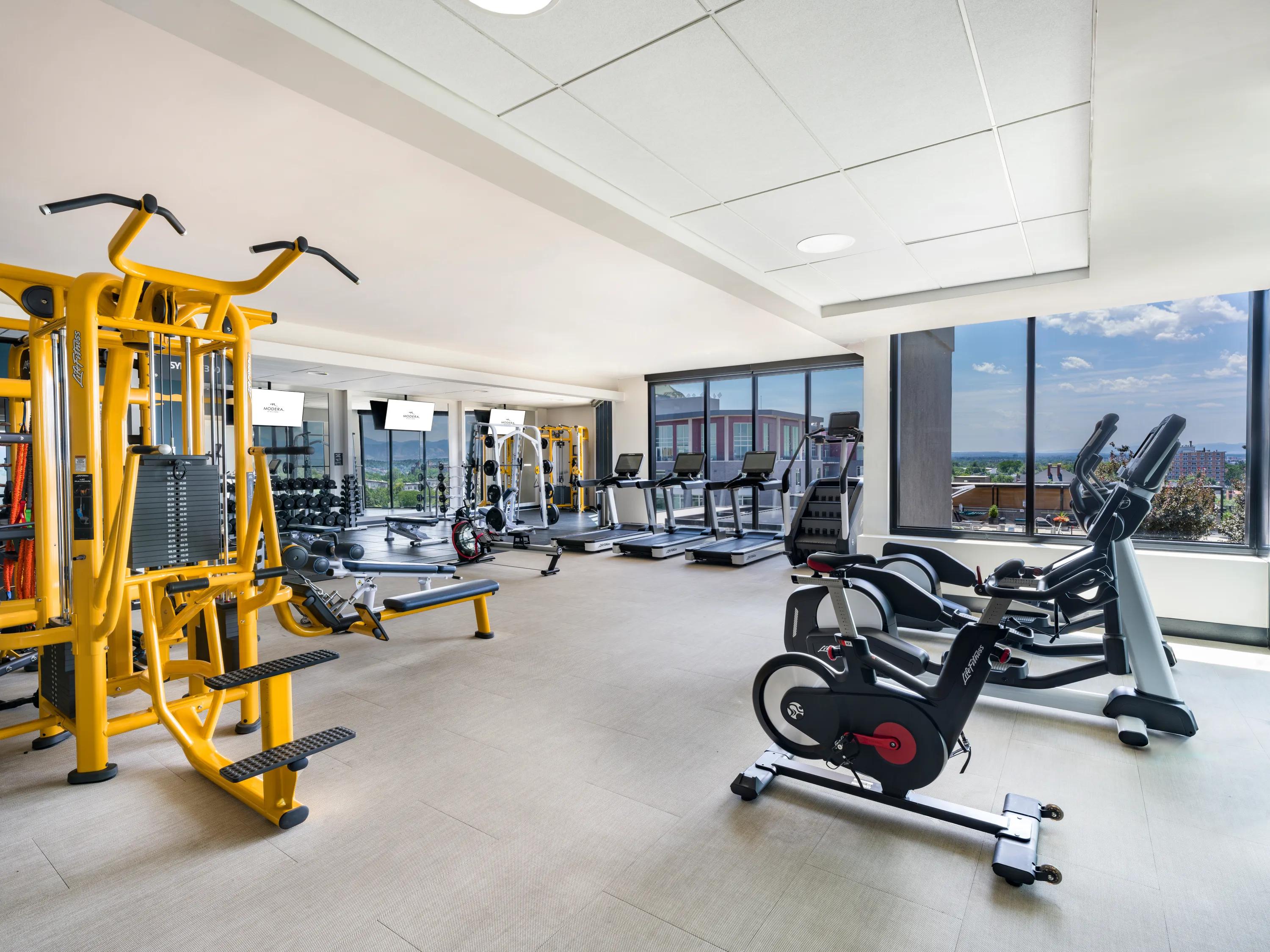 Fully equipped fitness center modera west wash apartments for rent denver co