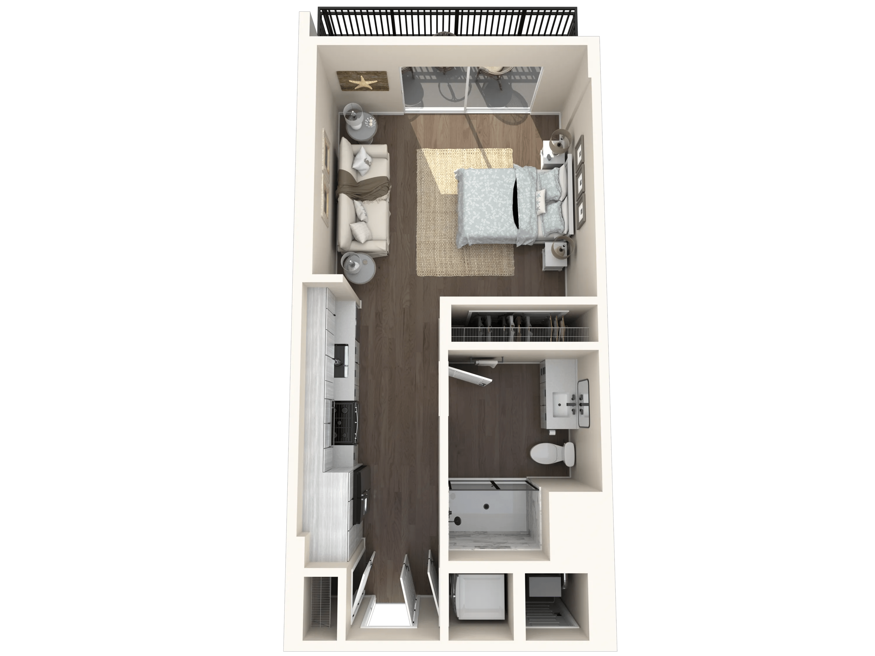 512 square foot studio one bath apartment floor plan image