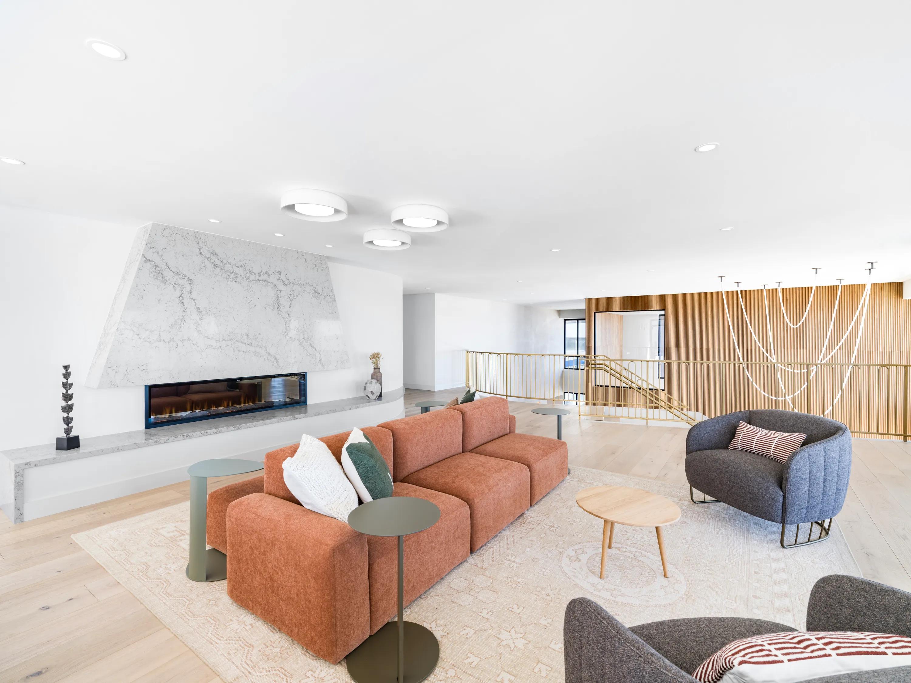 community lounge with fireplace modera revere beach apartments for rent in revere ma near boston