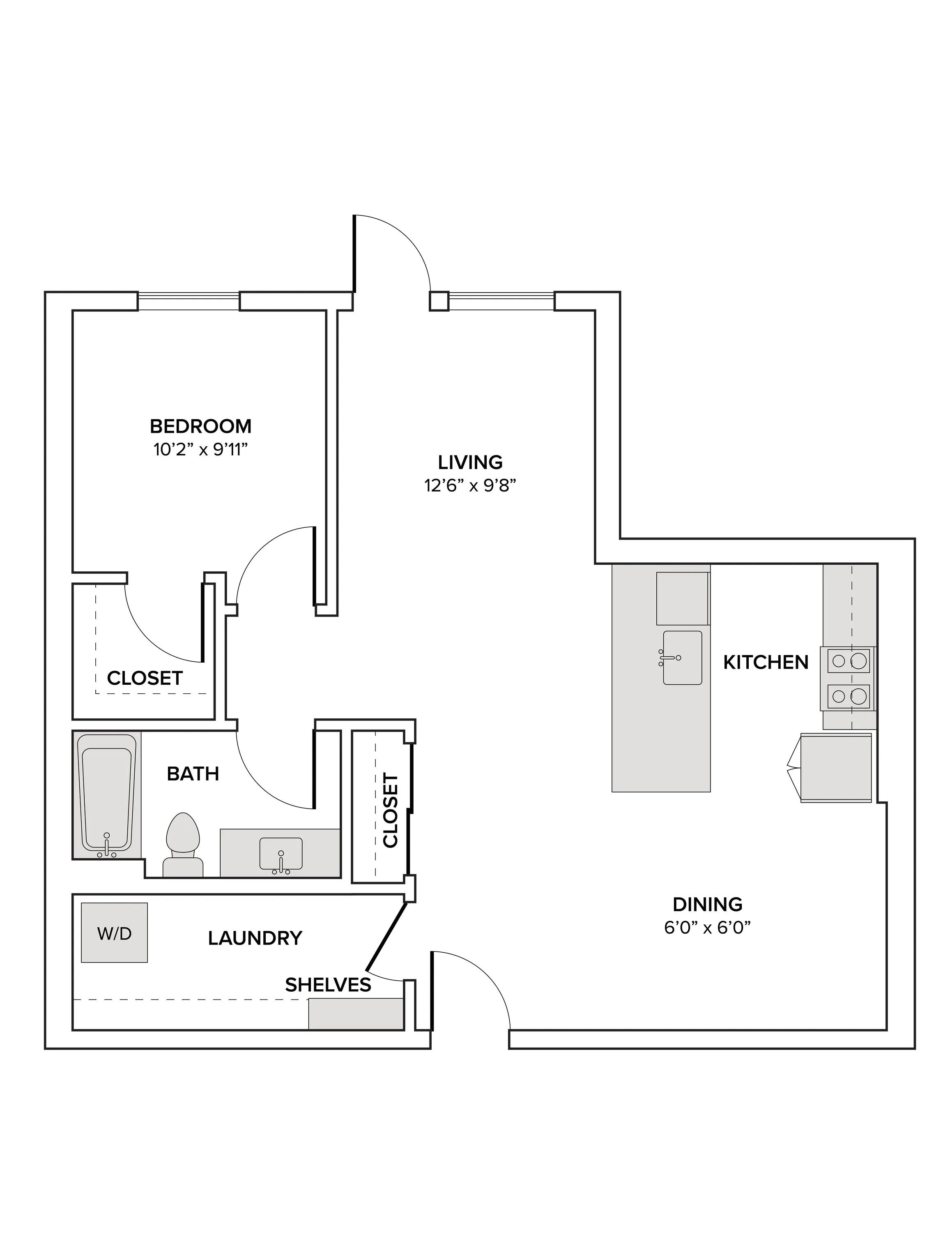 812 square foot one bedroom one bath with den apartment floor plan image