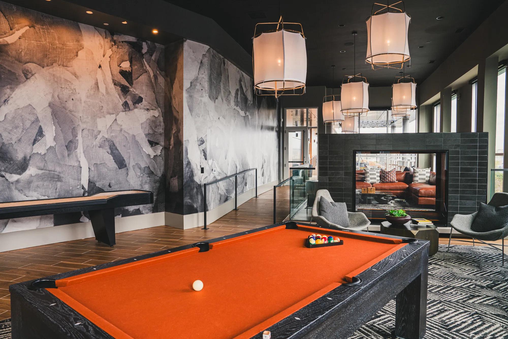 red pool table in game room modera germantown apartment homes for rent in nashville tn