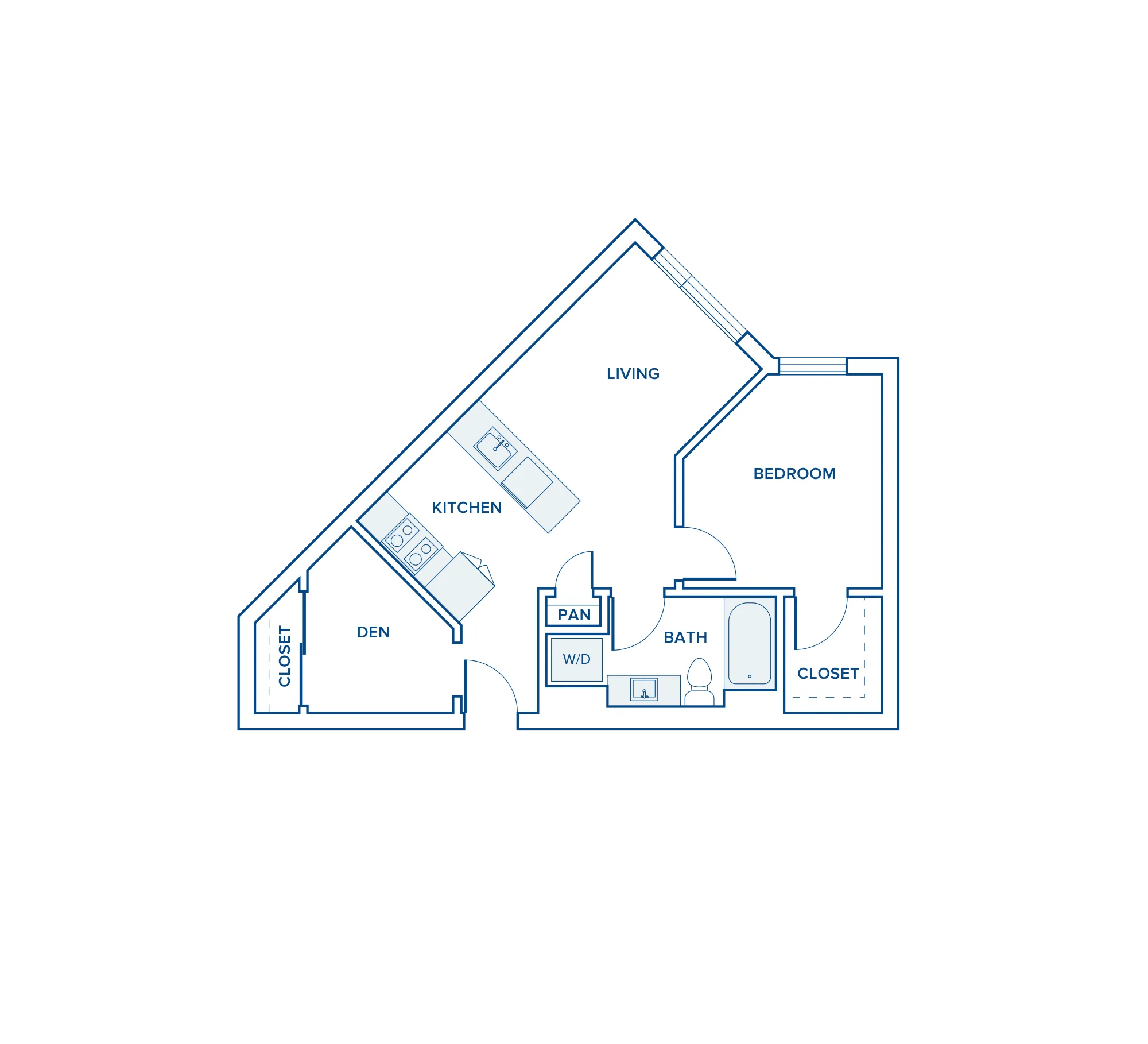 720 square foot one bed one bath floor plan in Shoreline, WA