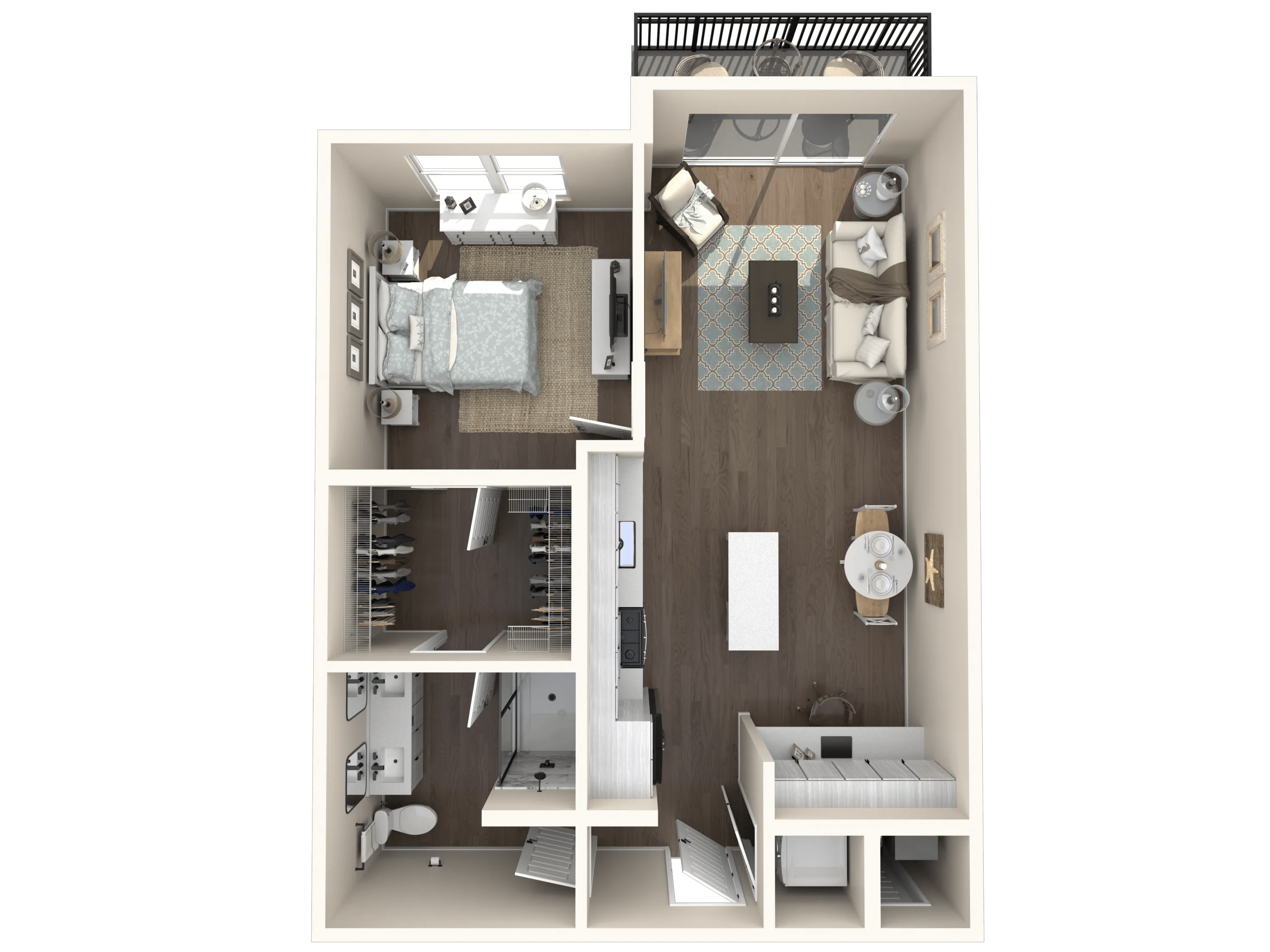 745 square foot one bedroom one bath apartment floor plan image