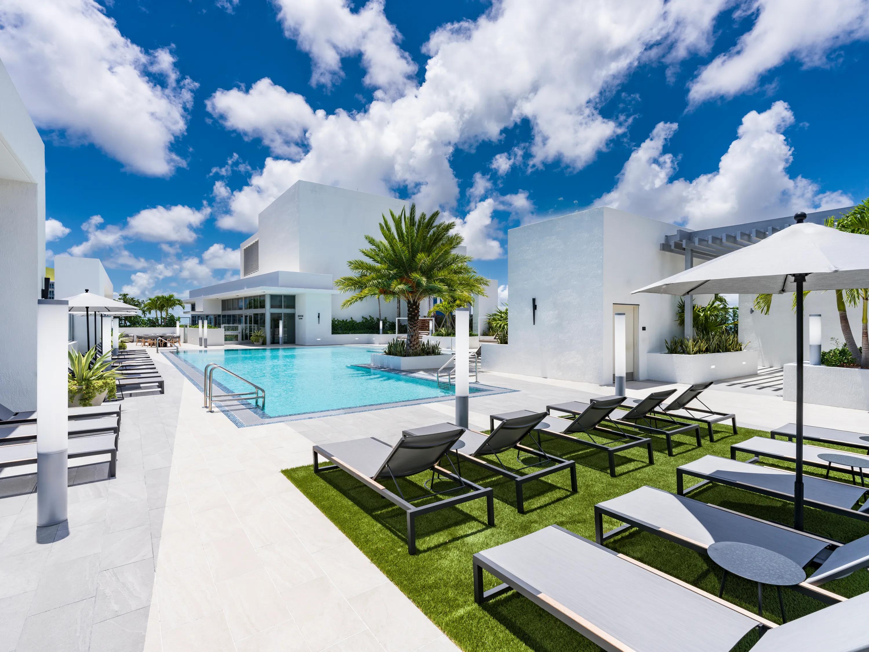 poolside sunbathing deck