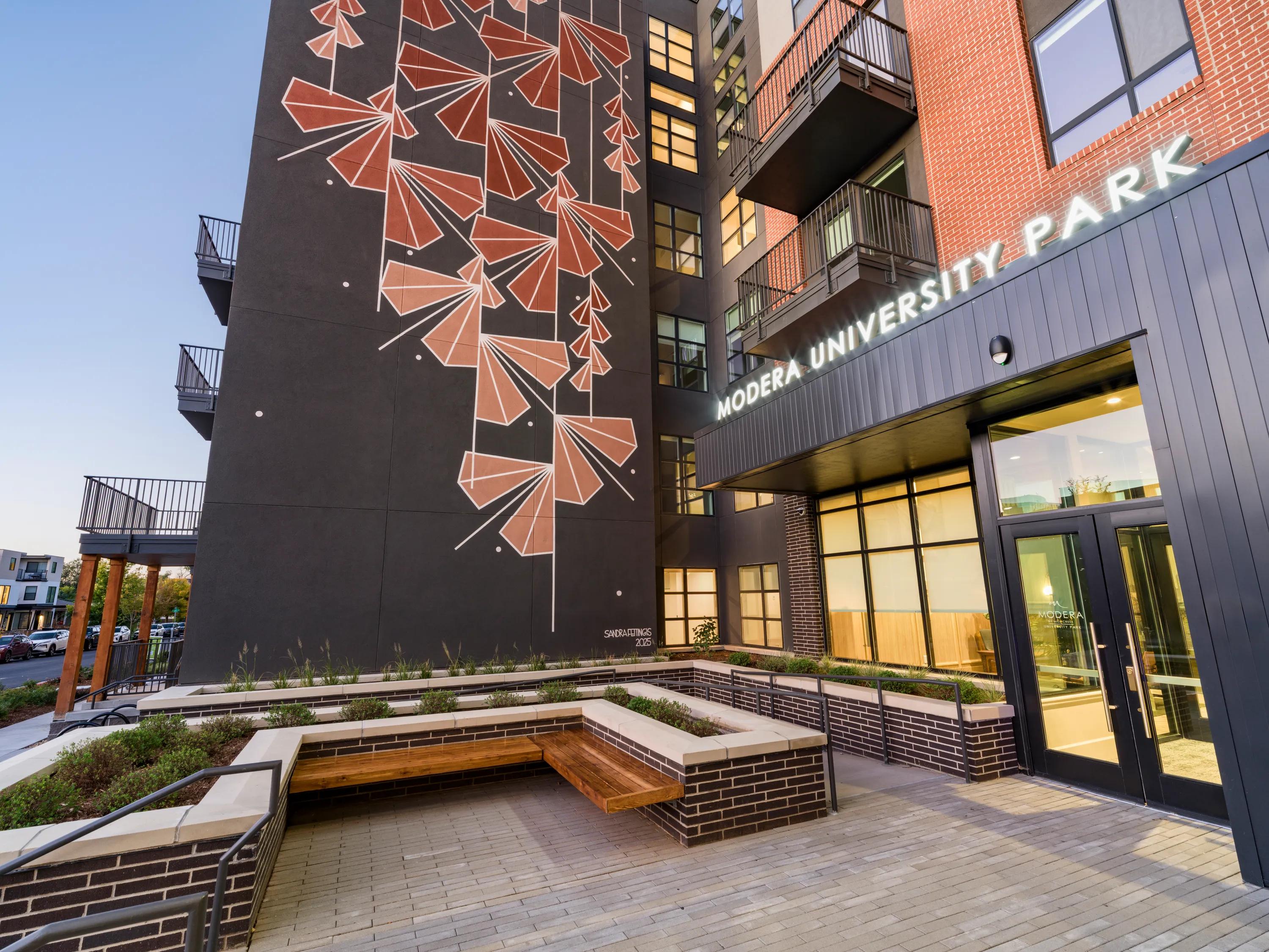 Entrance and amenities modera university park apartment homes for rent in denver co