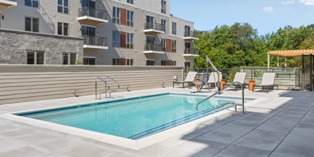 pool and sundeck at modera newton apartment homes for rent in ma