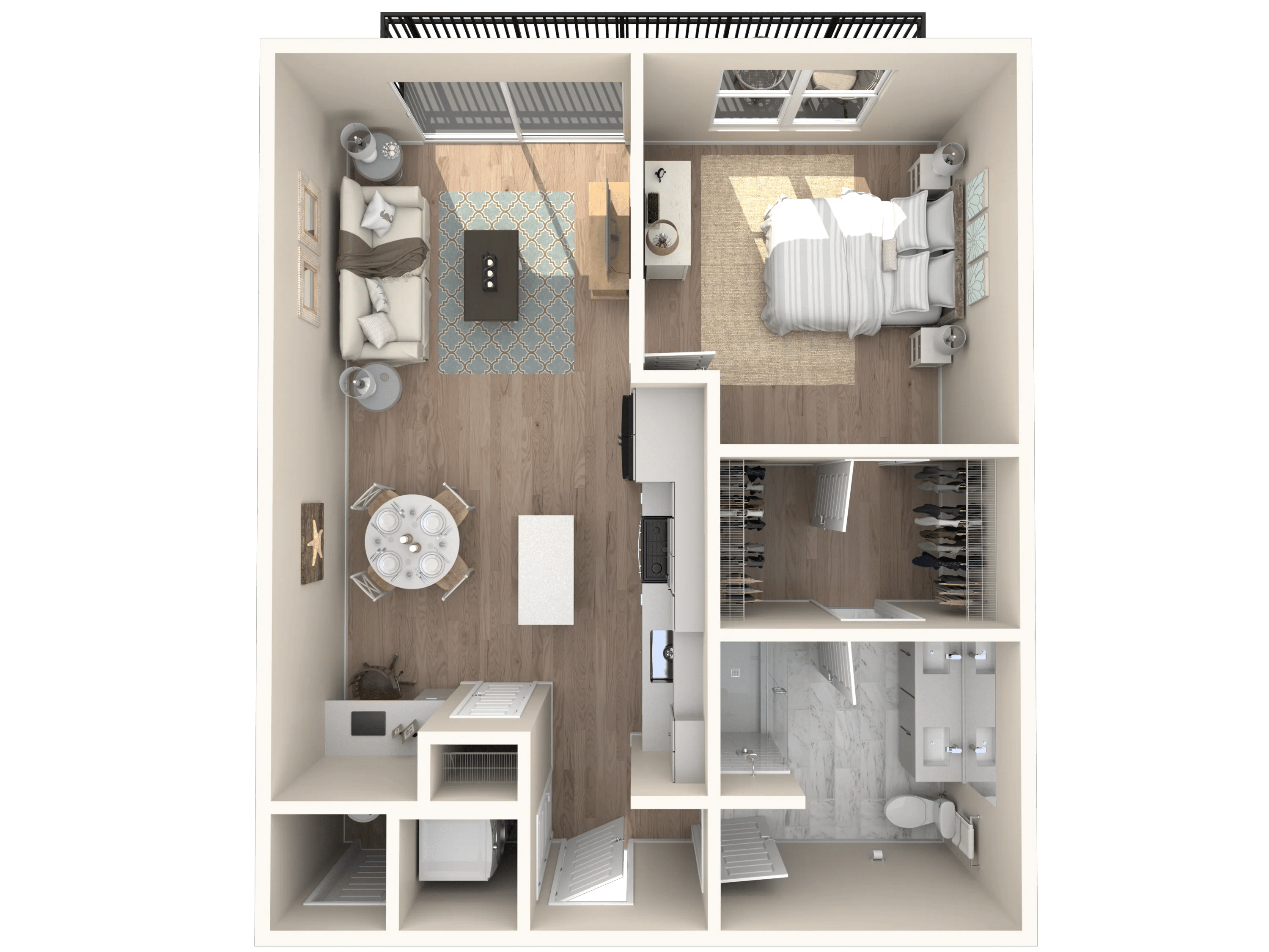 731 square foot one bedroom one bath apartment floor plan in Tampa, FL