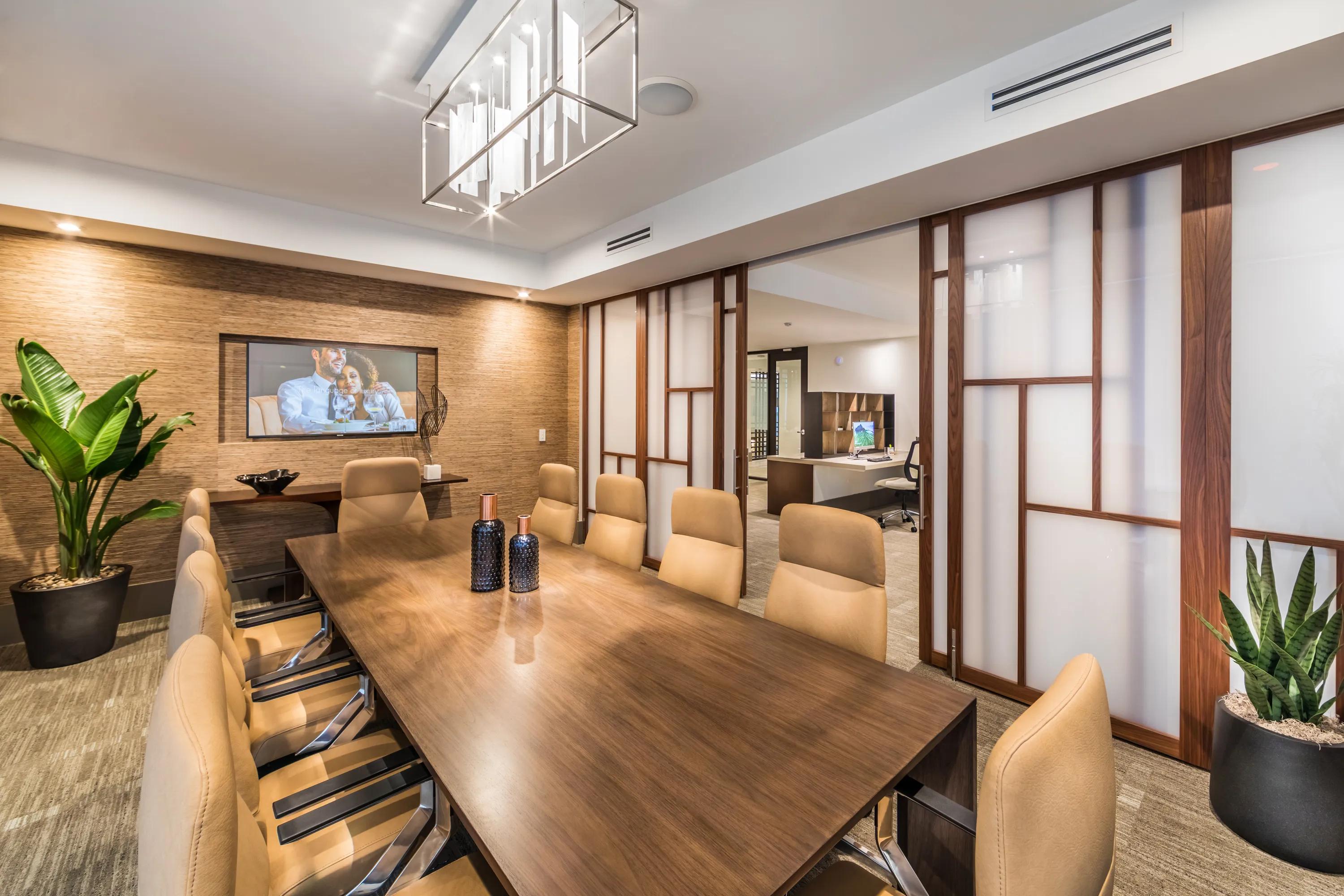 Business center with work stations, coworking lounge, and conference room 580 anton apartments