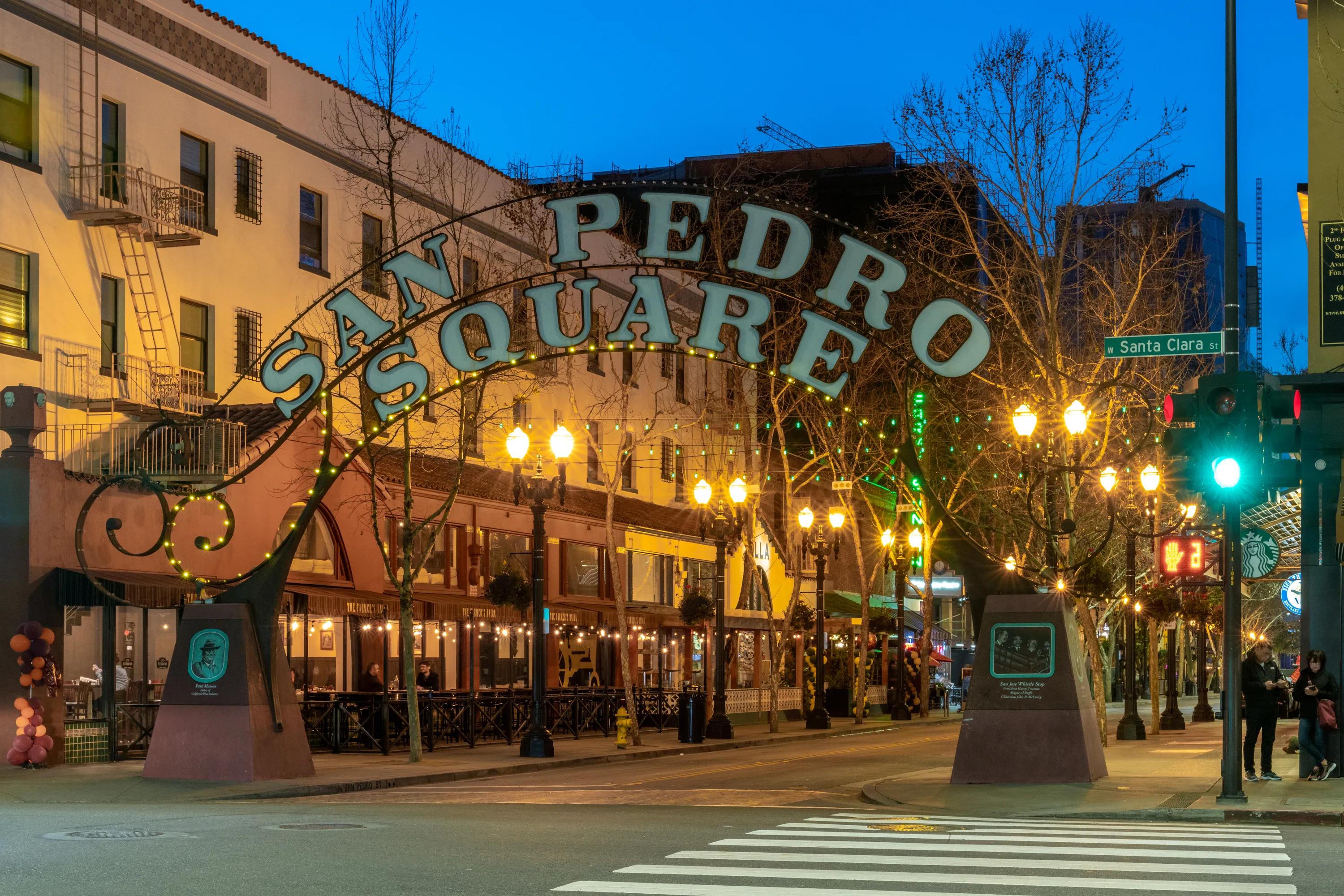 san pedro square and night nearby vespaio apartments in san jose ca for rent