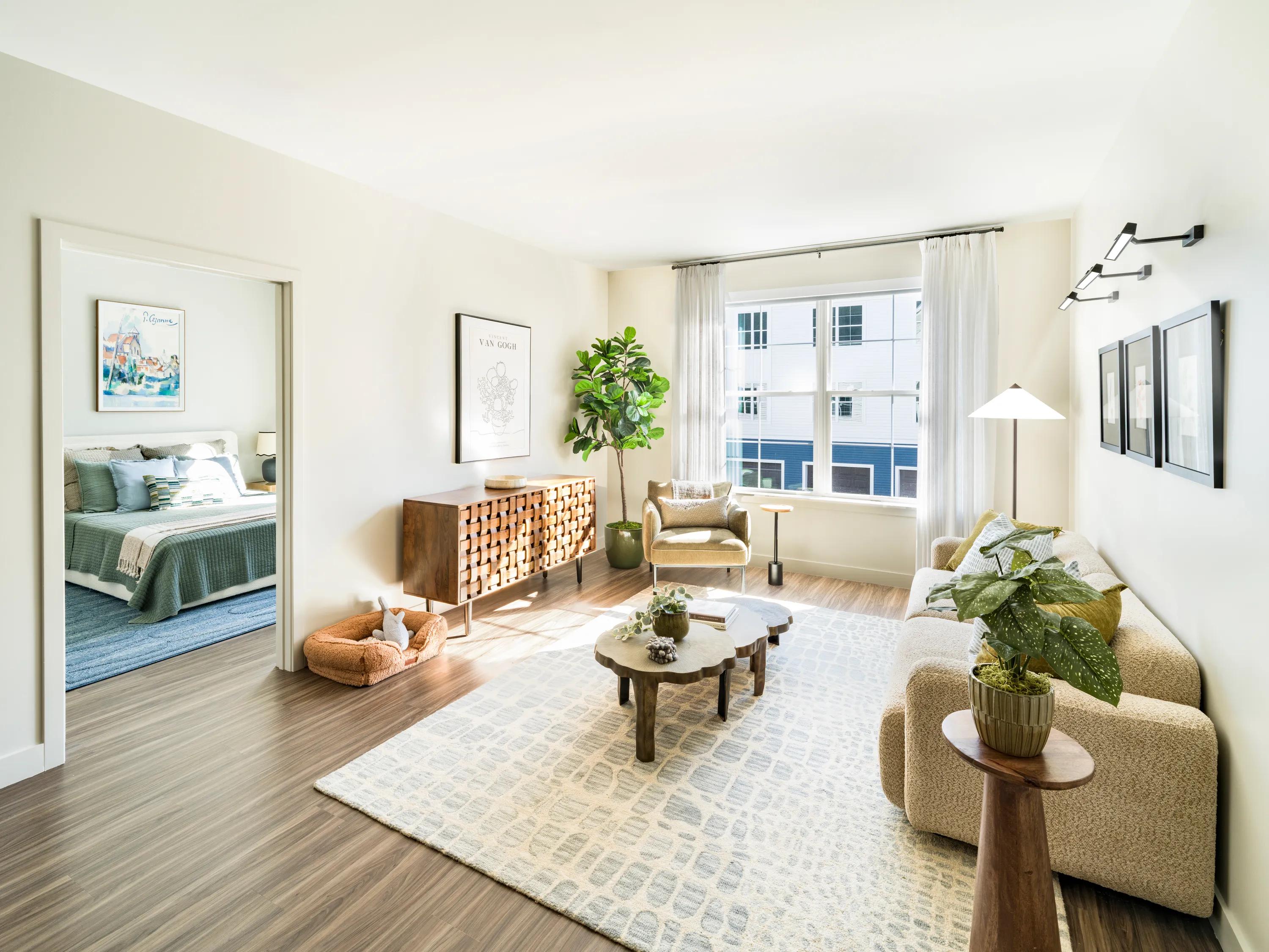 spacious living area with soft sunlight and coastal inspired furniture modera south shore apartment homes for rent in marshfield ma