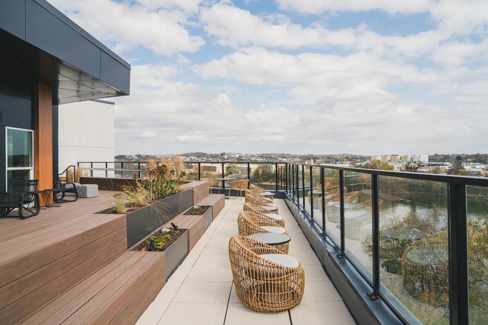 outdoor seating with view on rooftop deck modera germantown apartment homes for rent in nashville tn