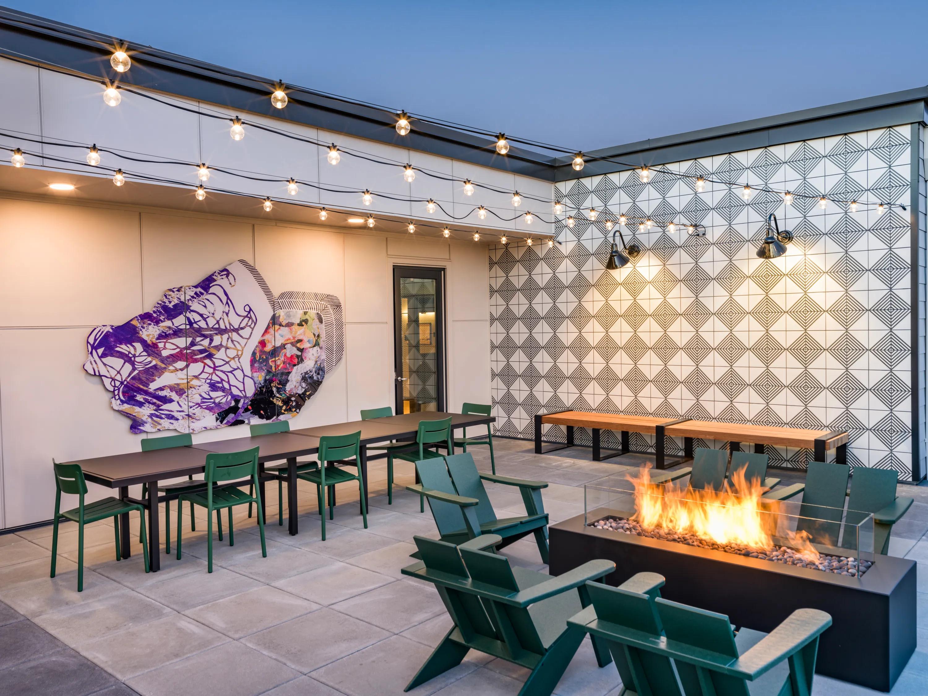 rooftop deck with downtown portland views