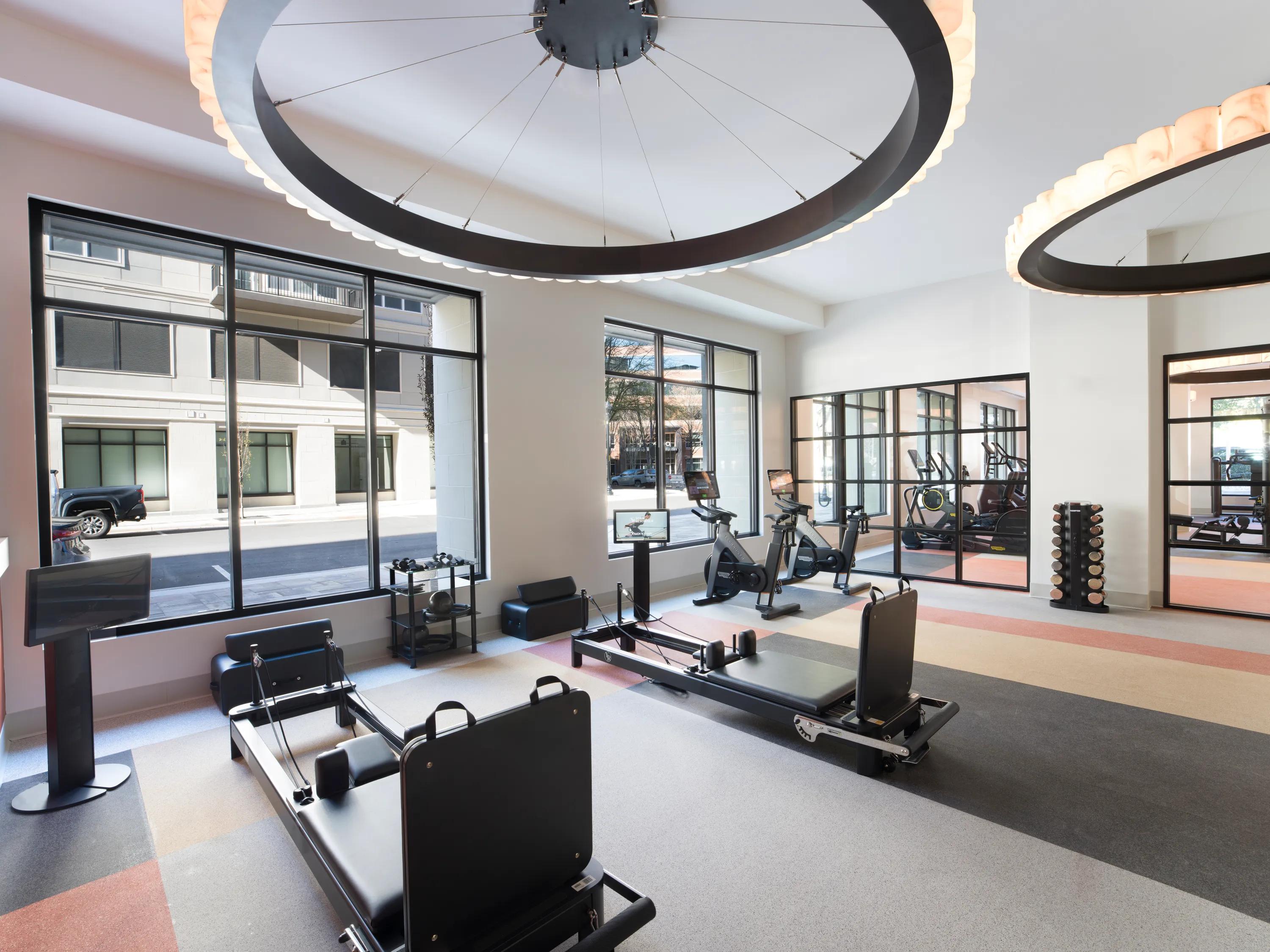 yoga and pilates studio at modera liberty row apartments in charlotte nc